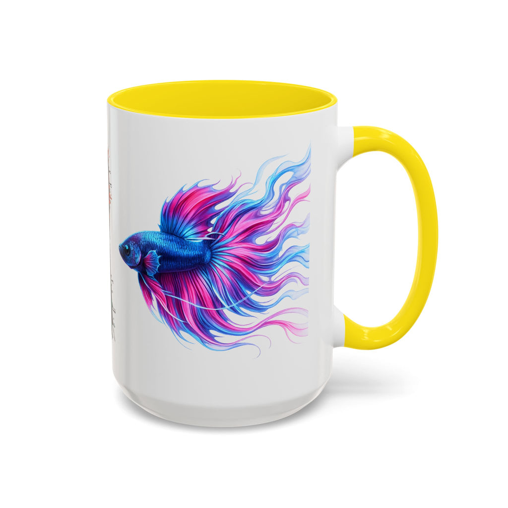 Betta Fish Accent Coffee Mug — Vibrant Neon Betta Design (11/15 oz)