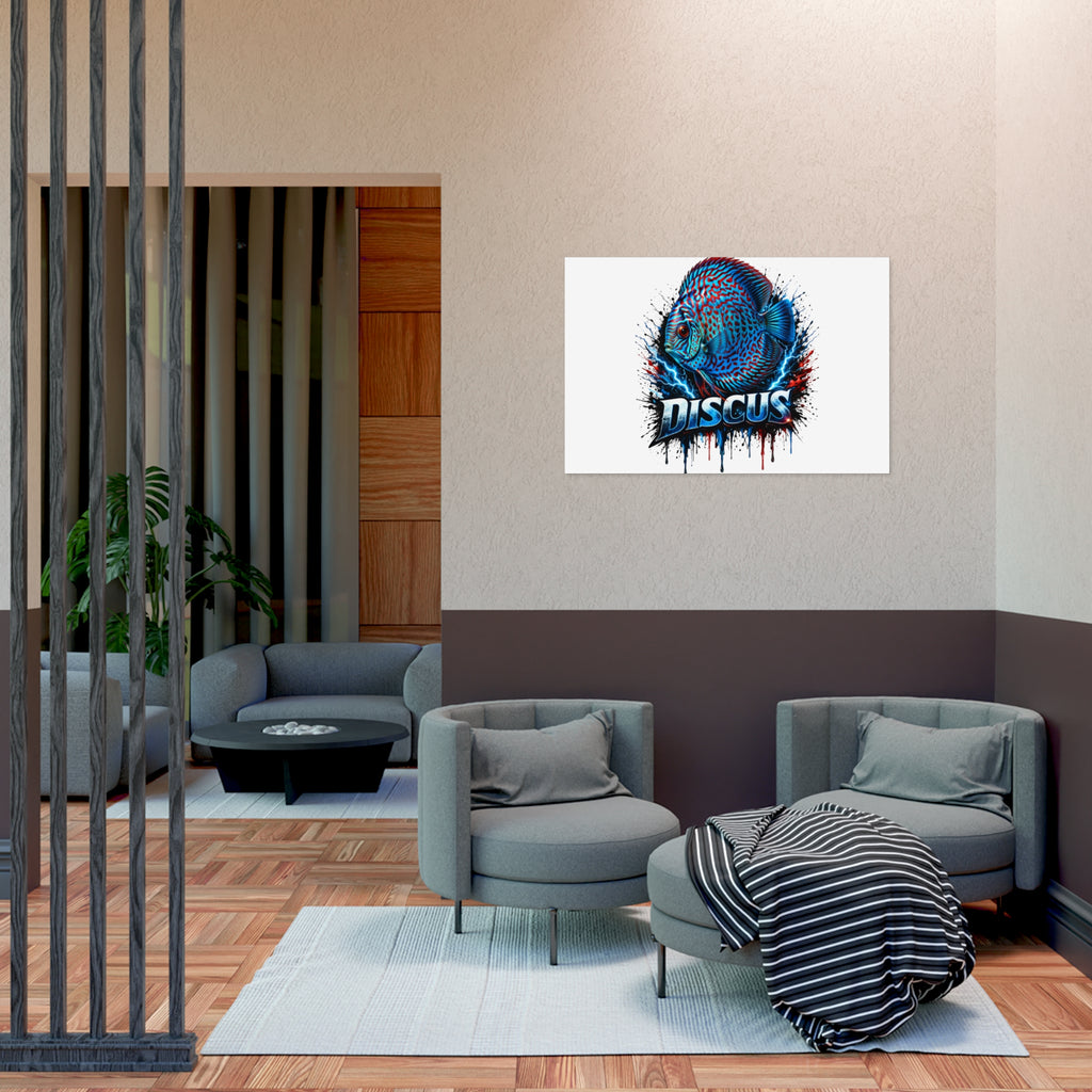 Discus Fish Poster — Vibrant Blue Aquarium Art Print