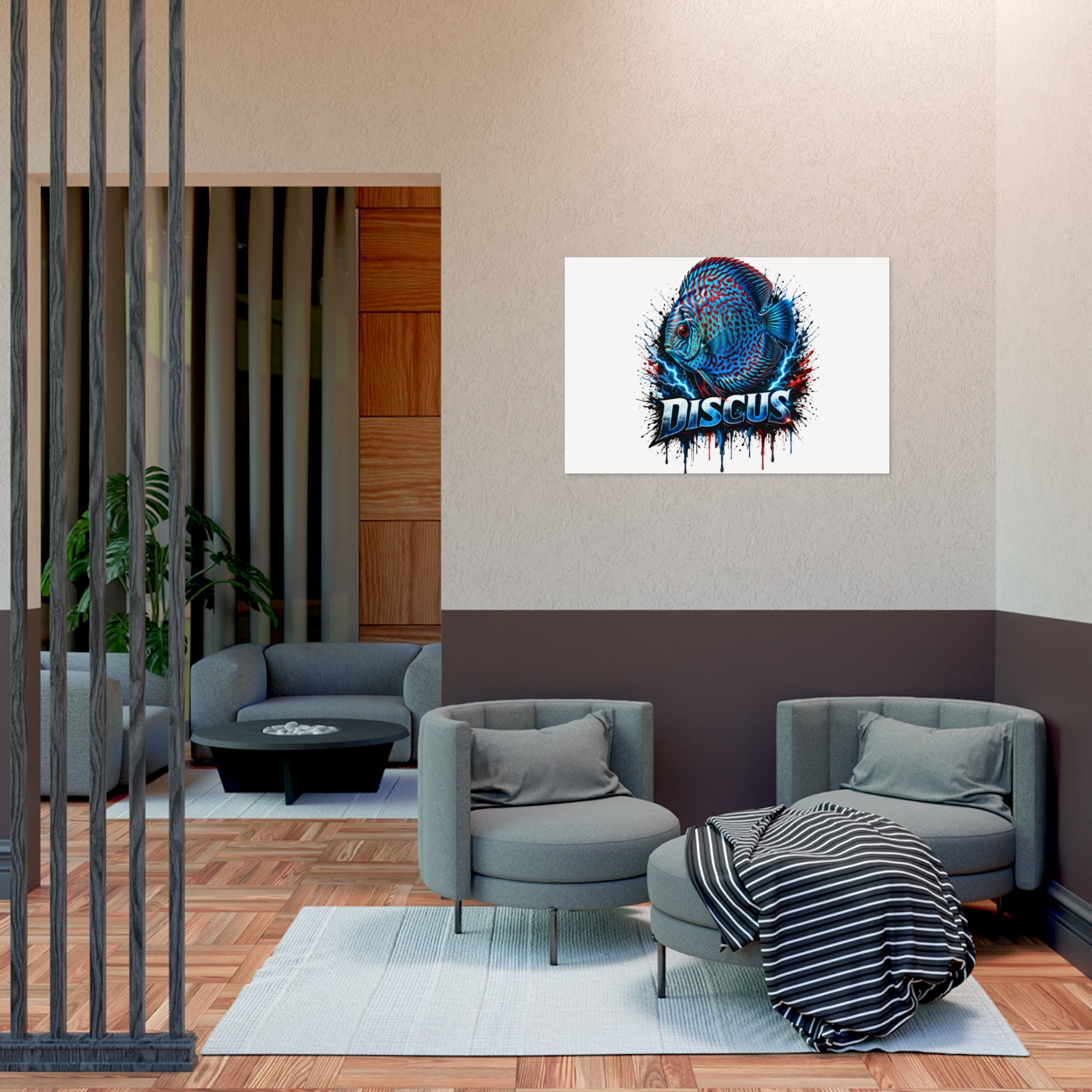 Discus Fish Poster — Vibrant Blue Aquarium Art Print