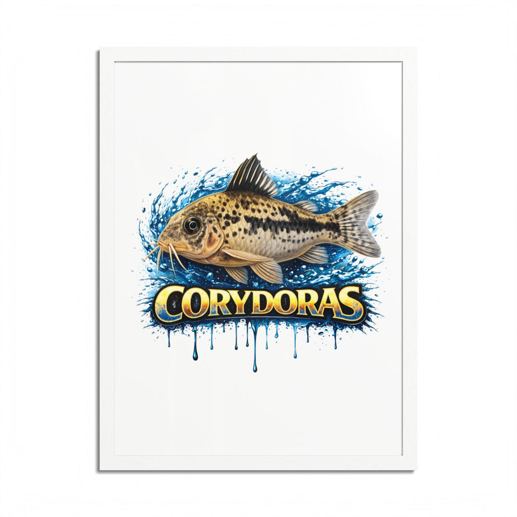 Corydoras Fish Framed Poster — Colorful Aquarium Art Print