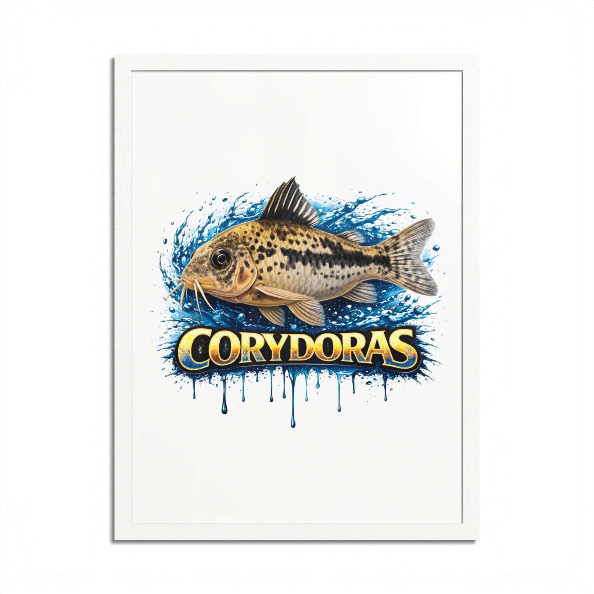 Corydoras Fish Framed Poster — Colorful Aquarium Art Print