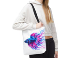 Colorful Betta Fish Tote Bag — Vibrant Blue & Pink Aquatic Art Beach Tote
