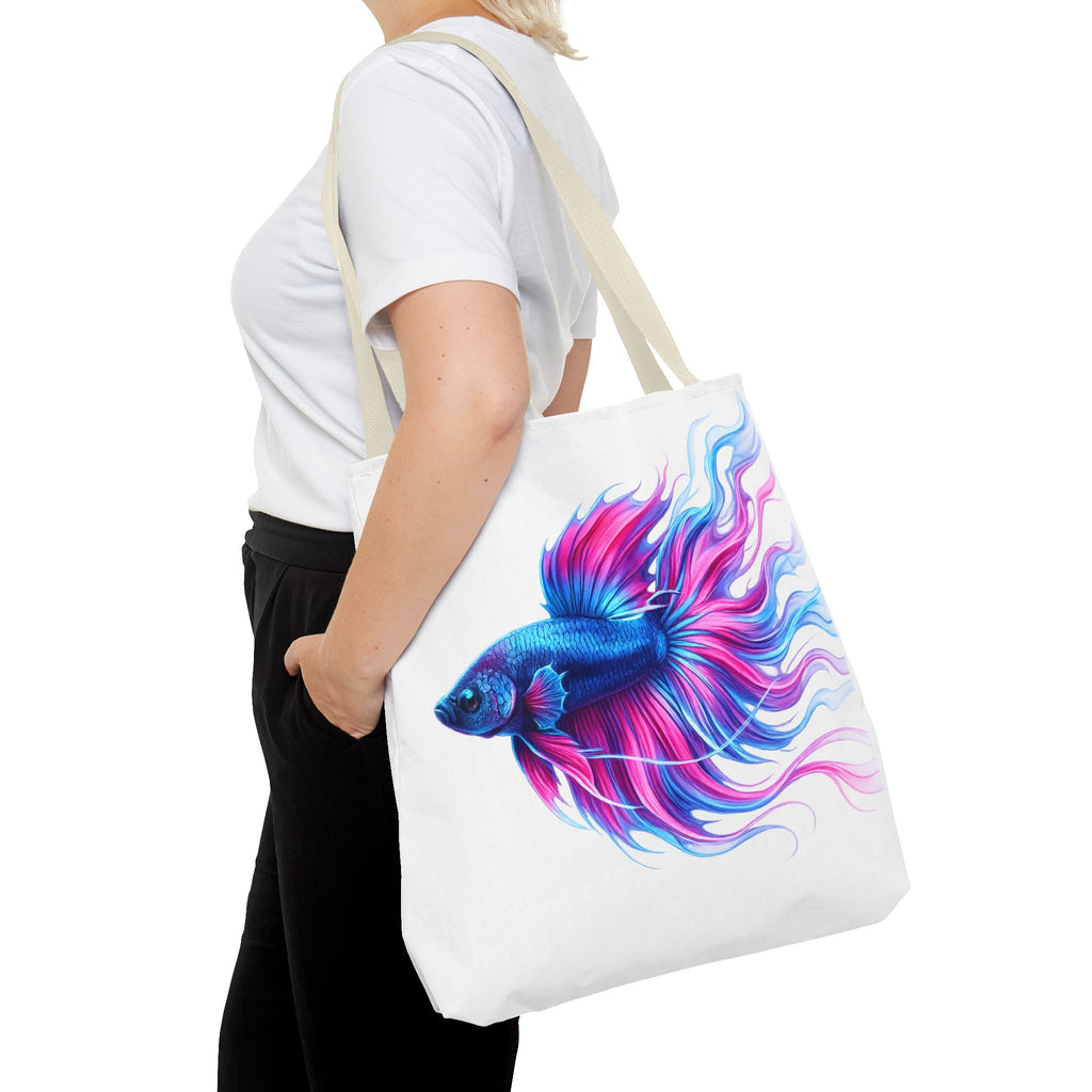 Colorful Betta Fish Tote Bag — Vibrant Blue & Pink Aquatic Art Beach Tote