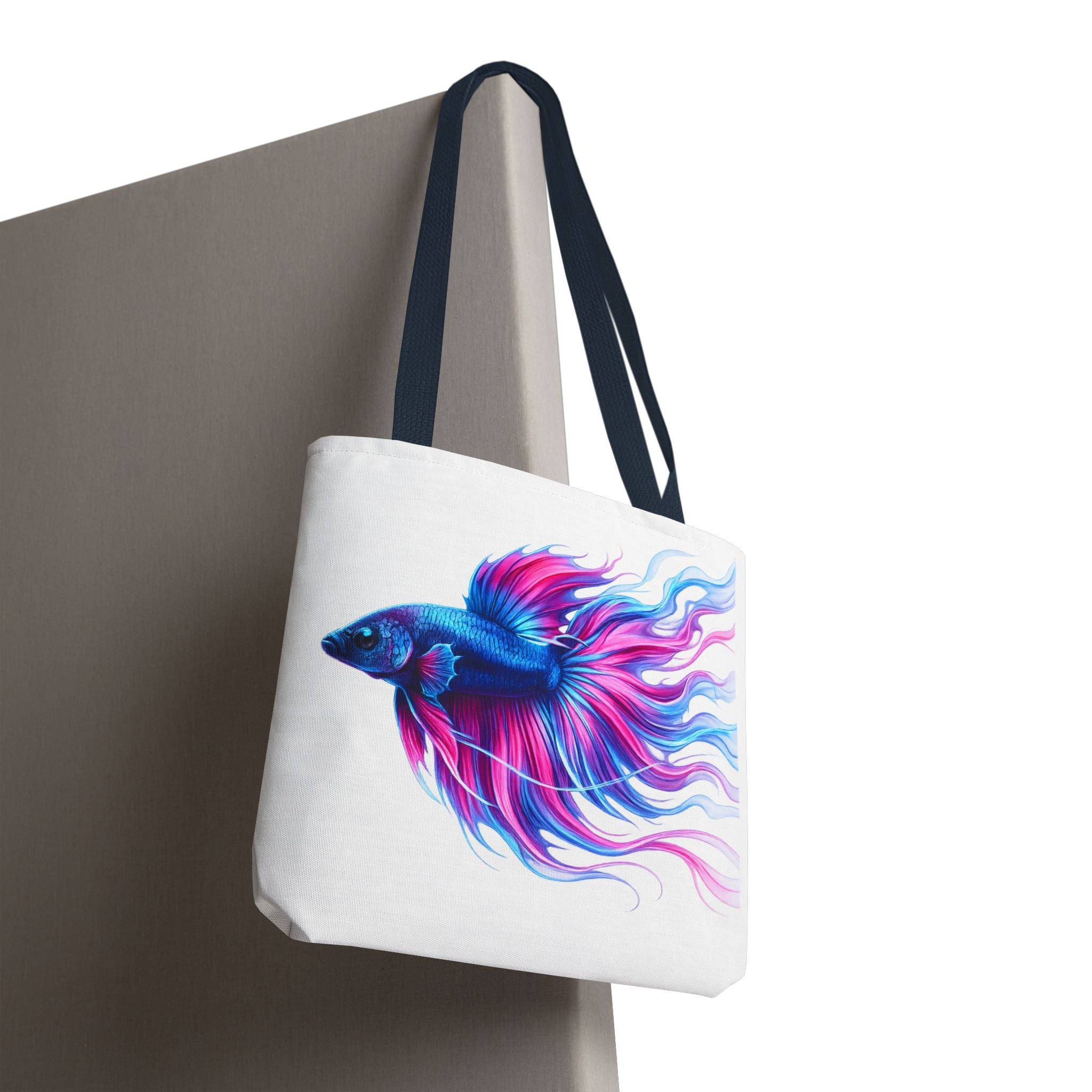Colorful Betta Fish Tote Bag — Vibrant Blue & Pink Aquatic Art Beach Tote