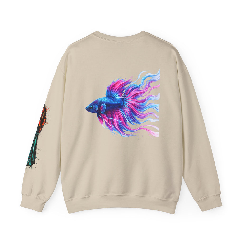 Betta Fish Crewneck Sweatshirt — Colorful Neon Tropical Fish Graphic