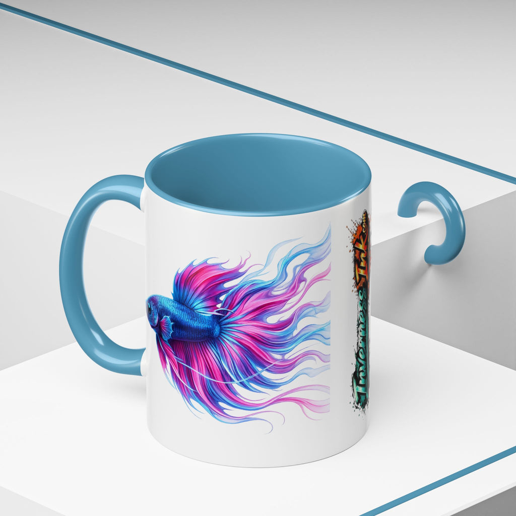 Betta Fish Accent Coffee Mug — Vibrant Neon Betta Design (11/15 oz)