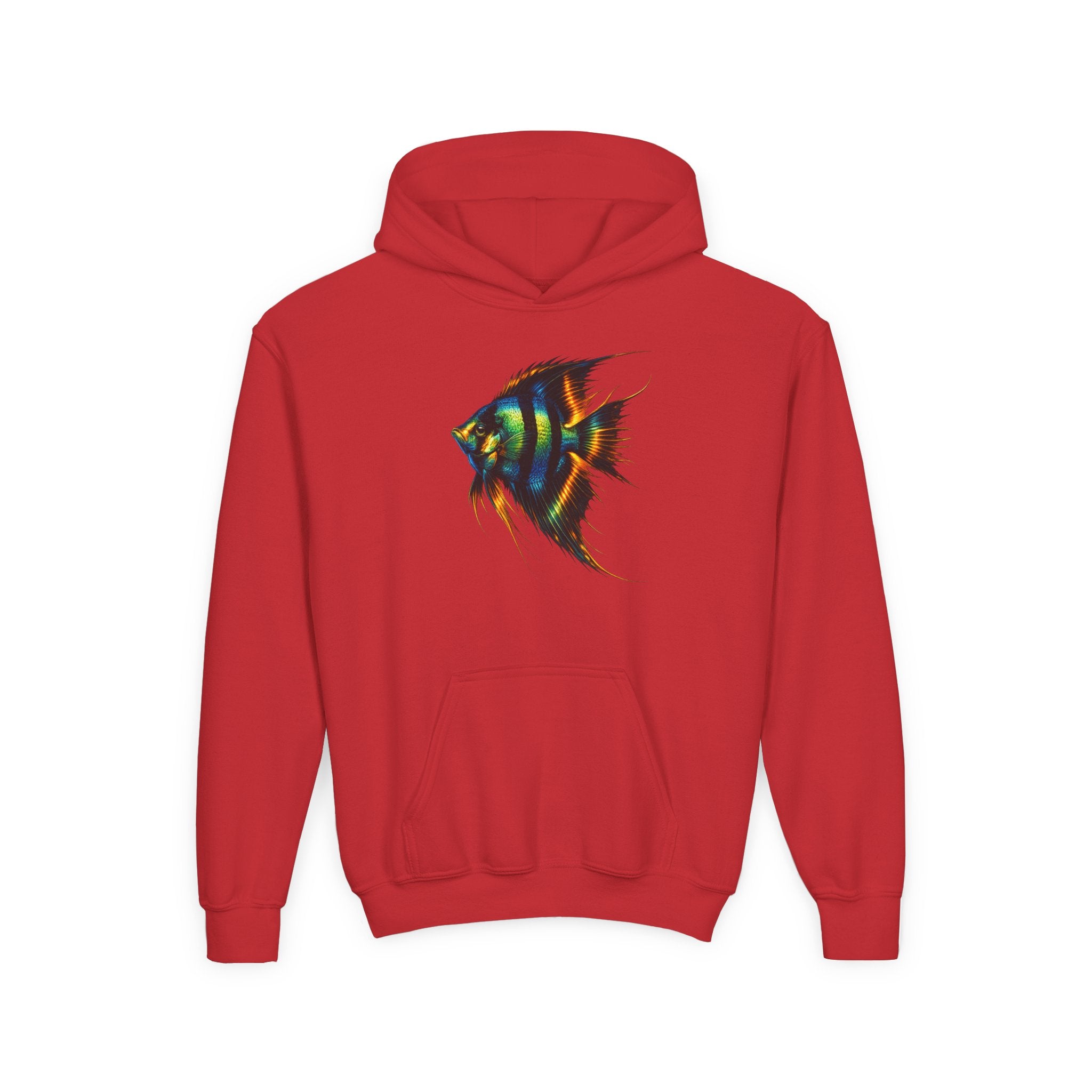 Youth Angelfish Hoodie - Colorful Aquarium Fish Graphic Sweatshirt