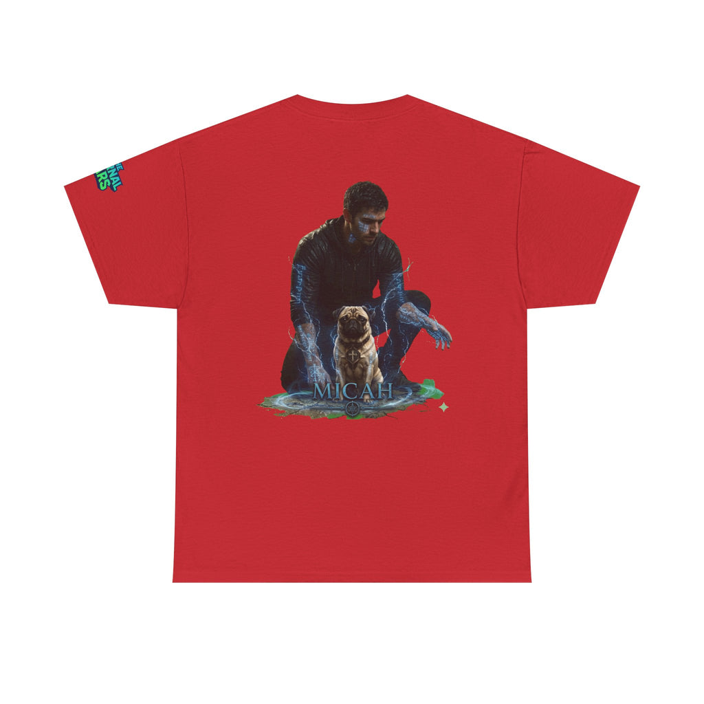 T-Shirt — Nature Warrior Graphic Tee with Man and Dog Illustration