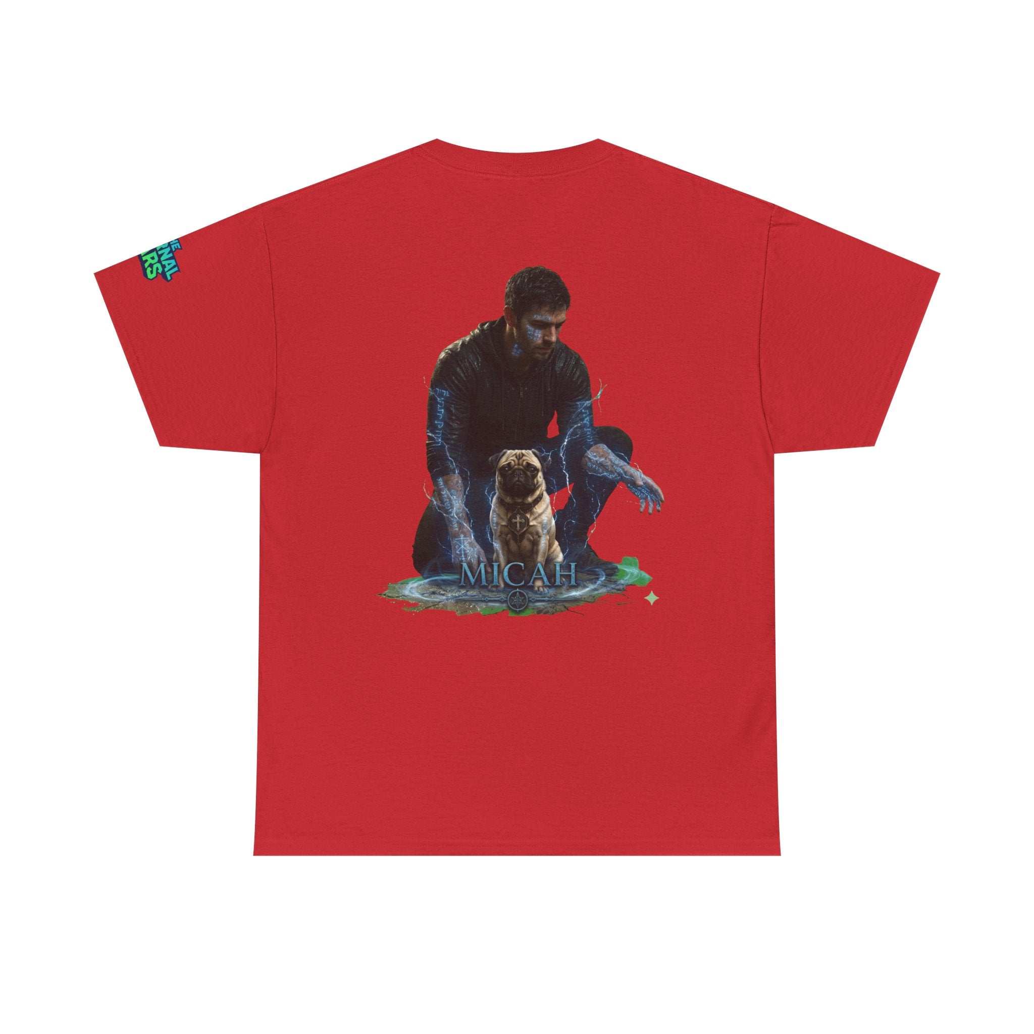 T-Shirt — Nature Warrior Graphic Tee with Man and Dog Illustration