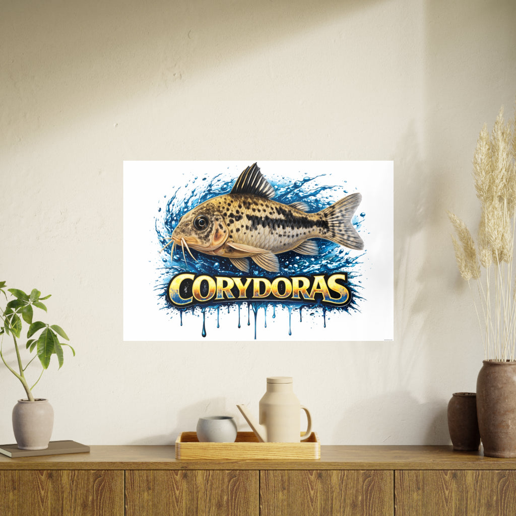 Peppered Corydoras Fish Art Poster — Vibrant Aquarium Print