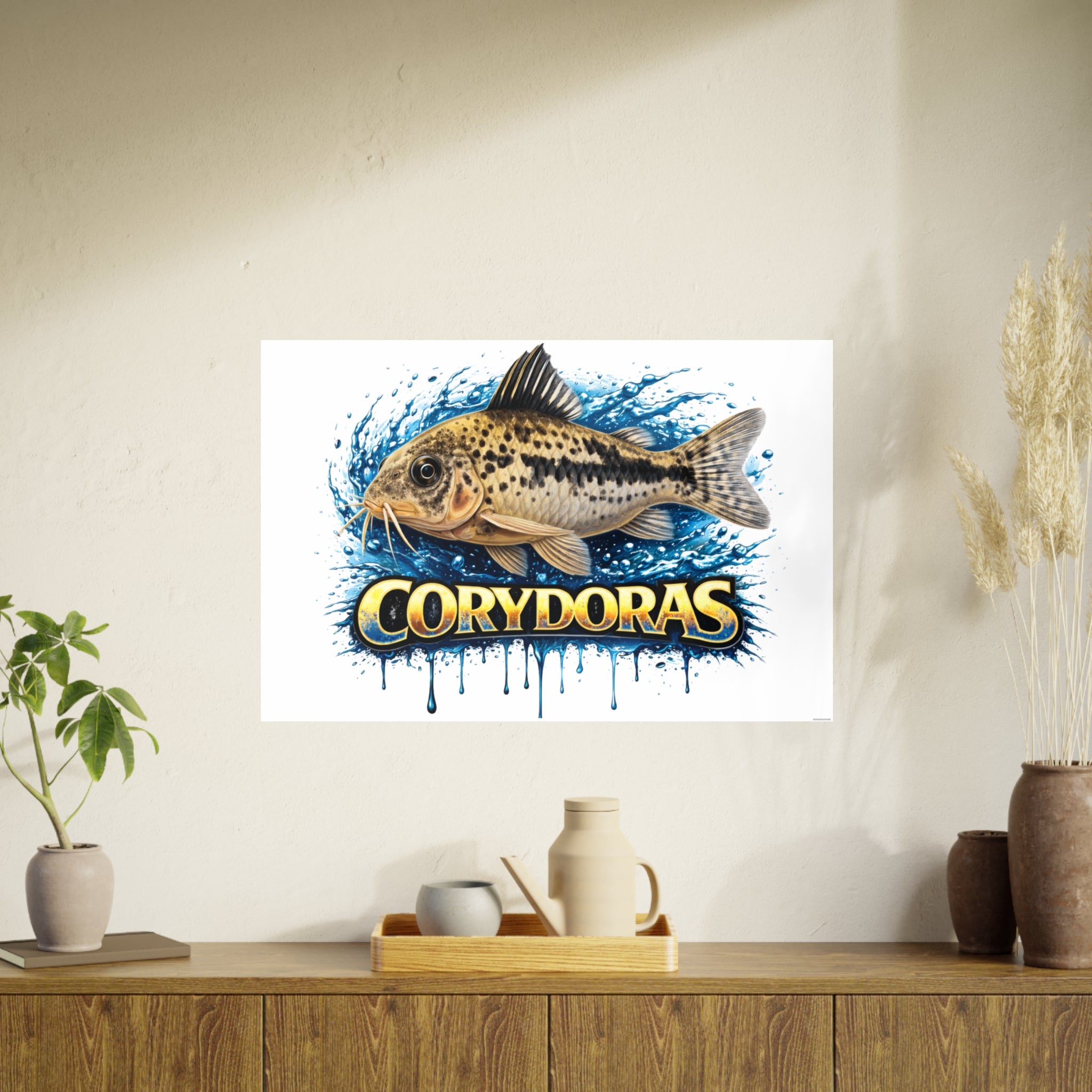 Peppered Corydoras Fish Art Poster — Vibrant Aquarium Print