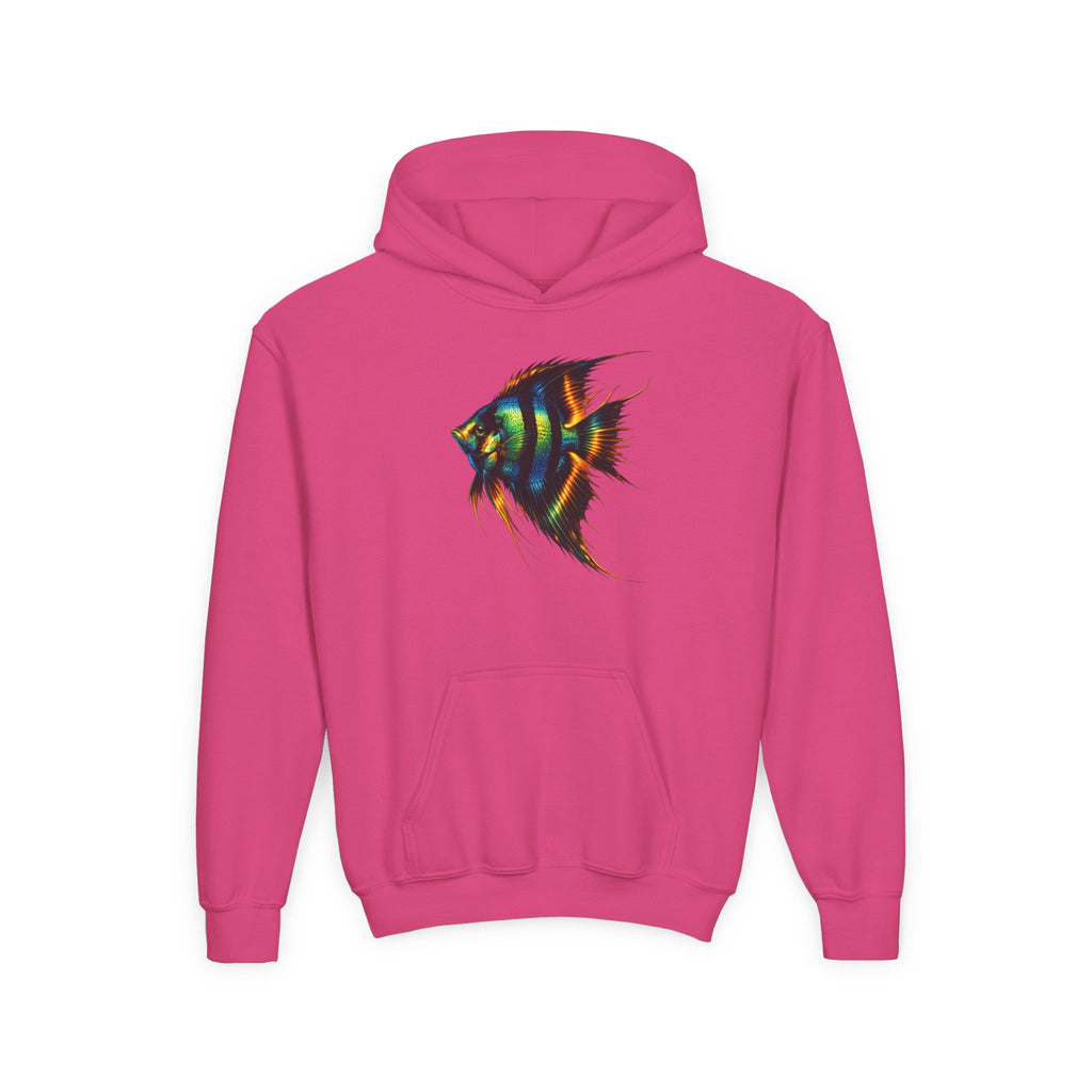 Youth Angelfish Hoodie - Colorful Aquarium Fish Graphic Sweatshirt