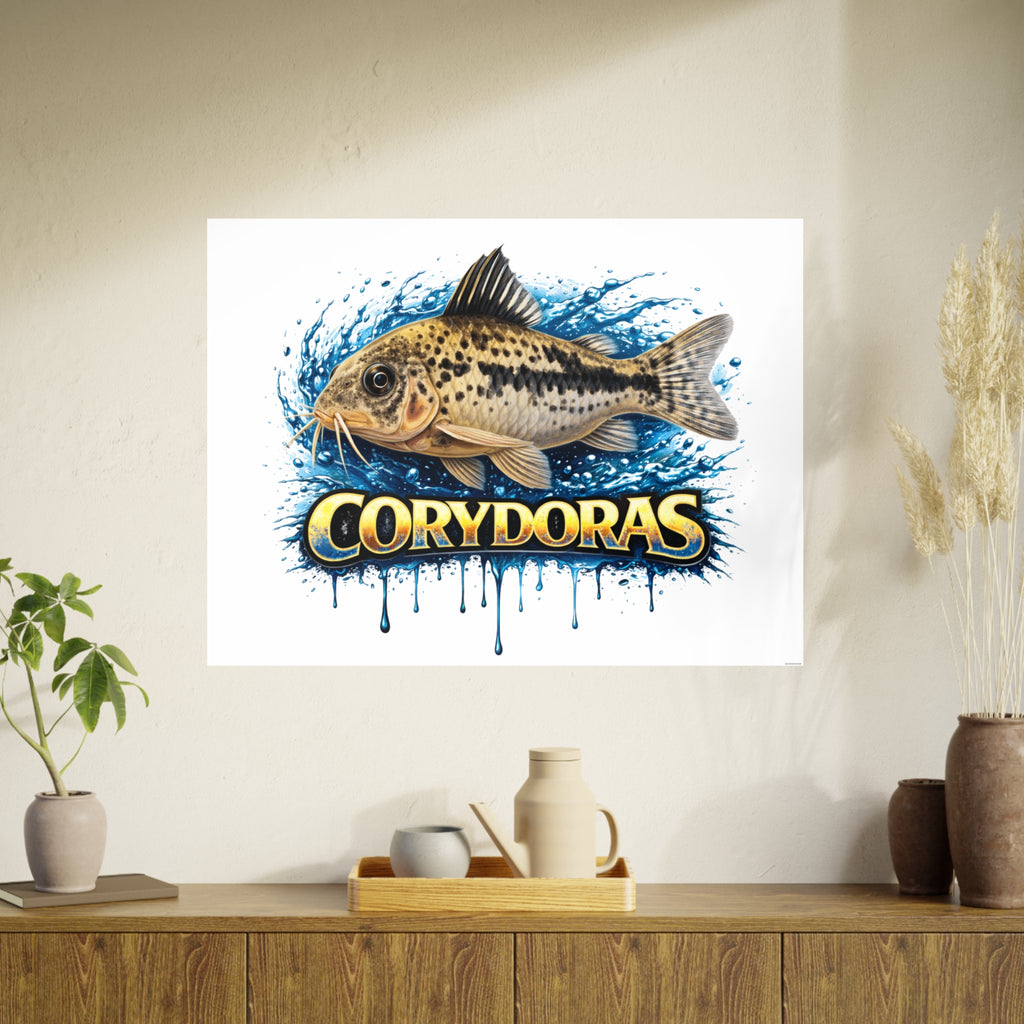 Peppered Corydoras Fish Art Poster — Vibrant Aquarium Print
