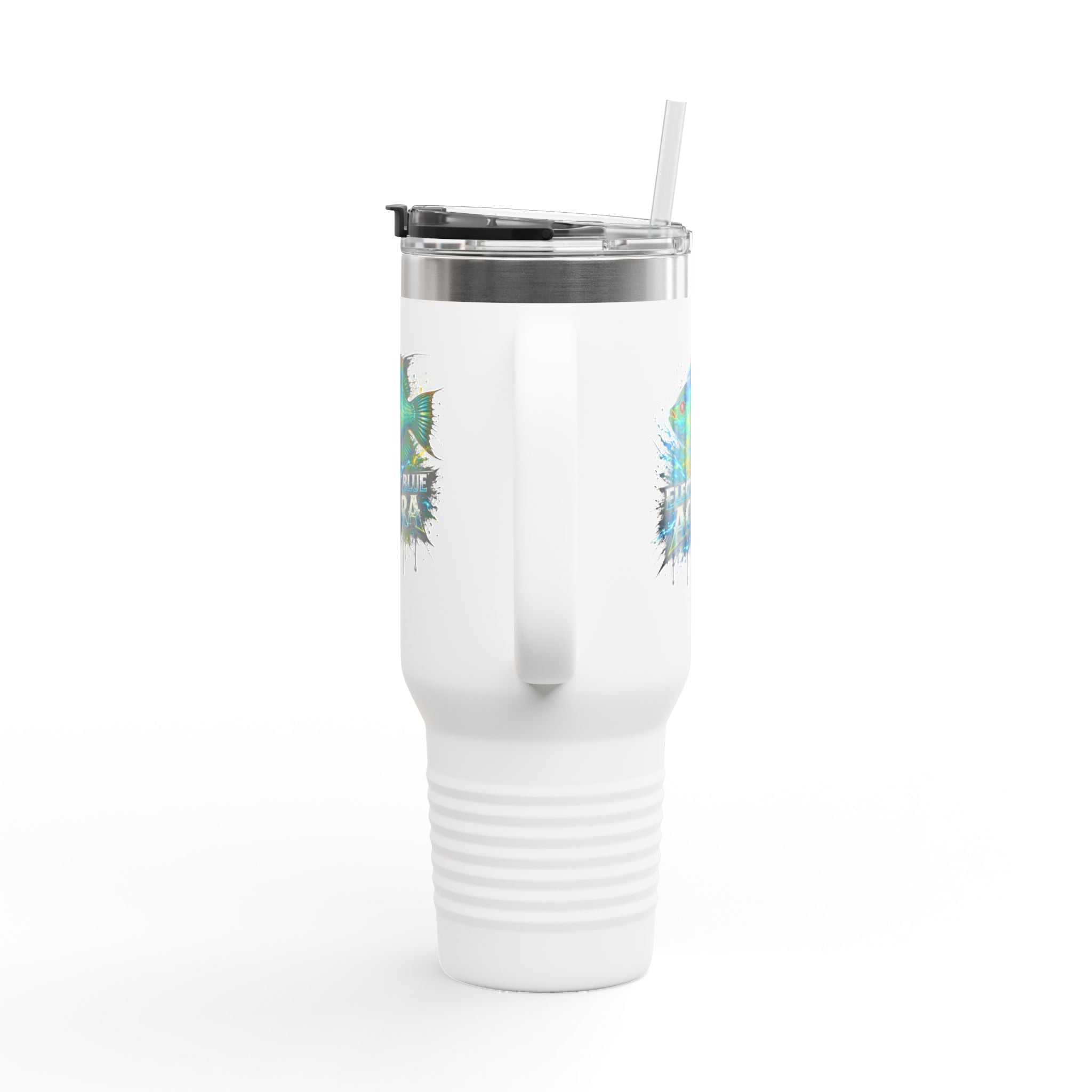 40oz Insulated Travel Mug - 'Electric Blue Acara' Fish Graphic, Leak-Resistant Tumbler for Aquarium Enthusiasts