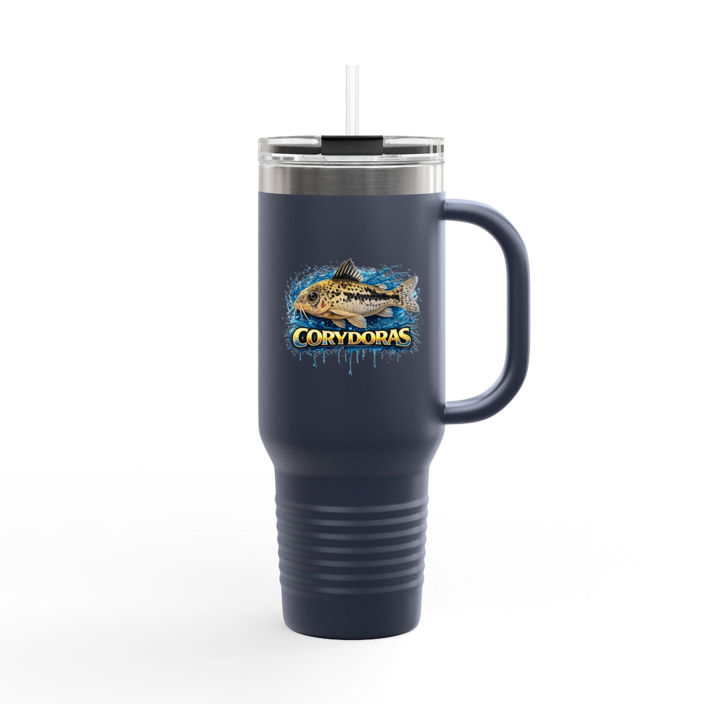 Corydoras Fish 40oz Insulated Travel Mug — Fishing Aquarium Lover Tumbler