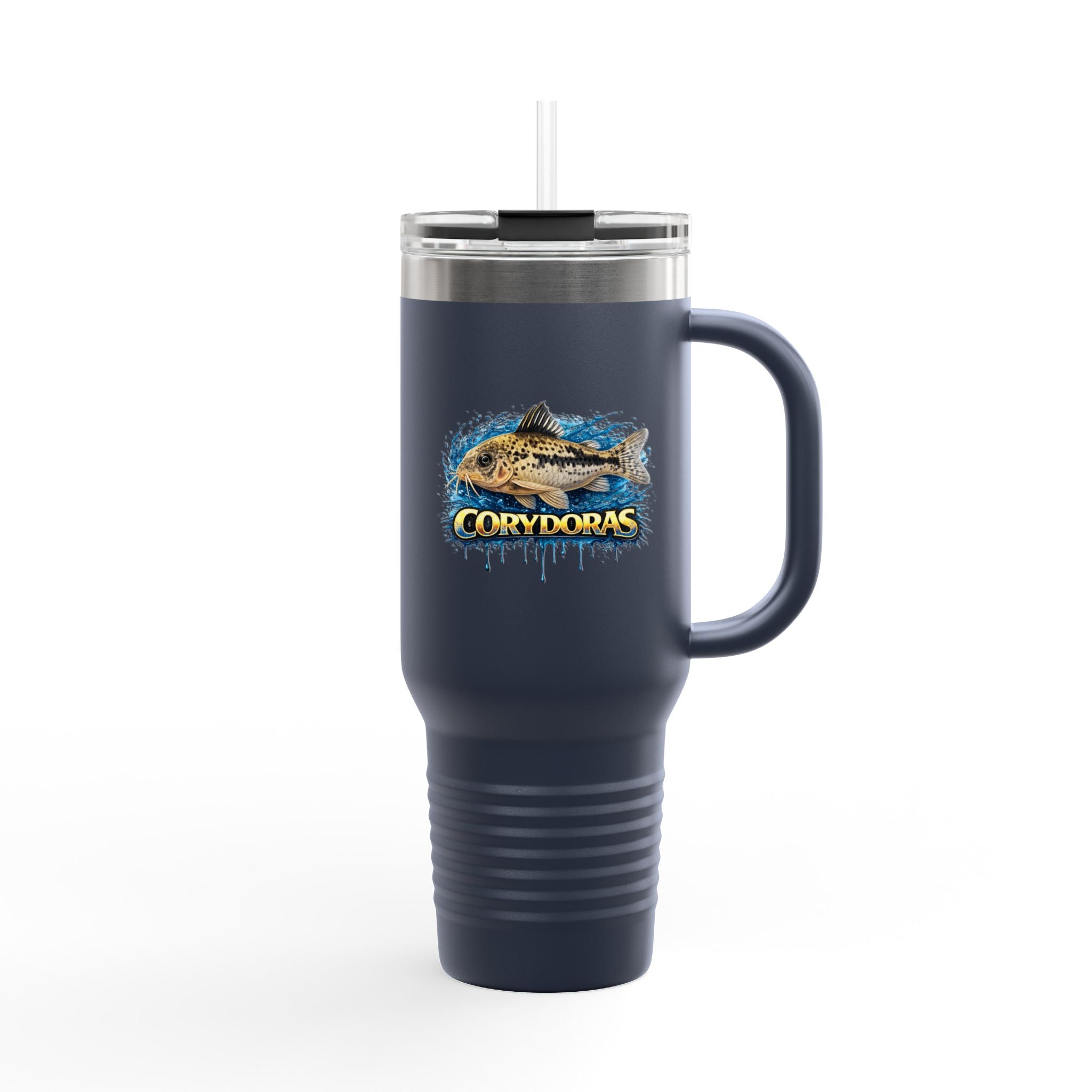 Corydoras Fish 40oz Insulated Travel Mug — Fishing Aquarium Lover Tumbler