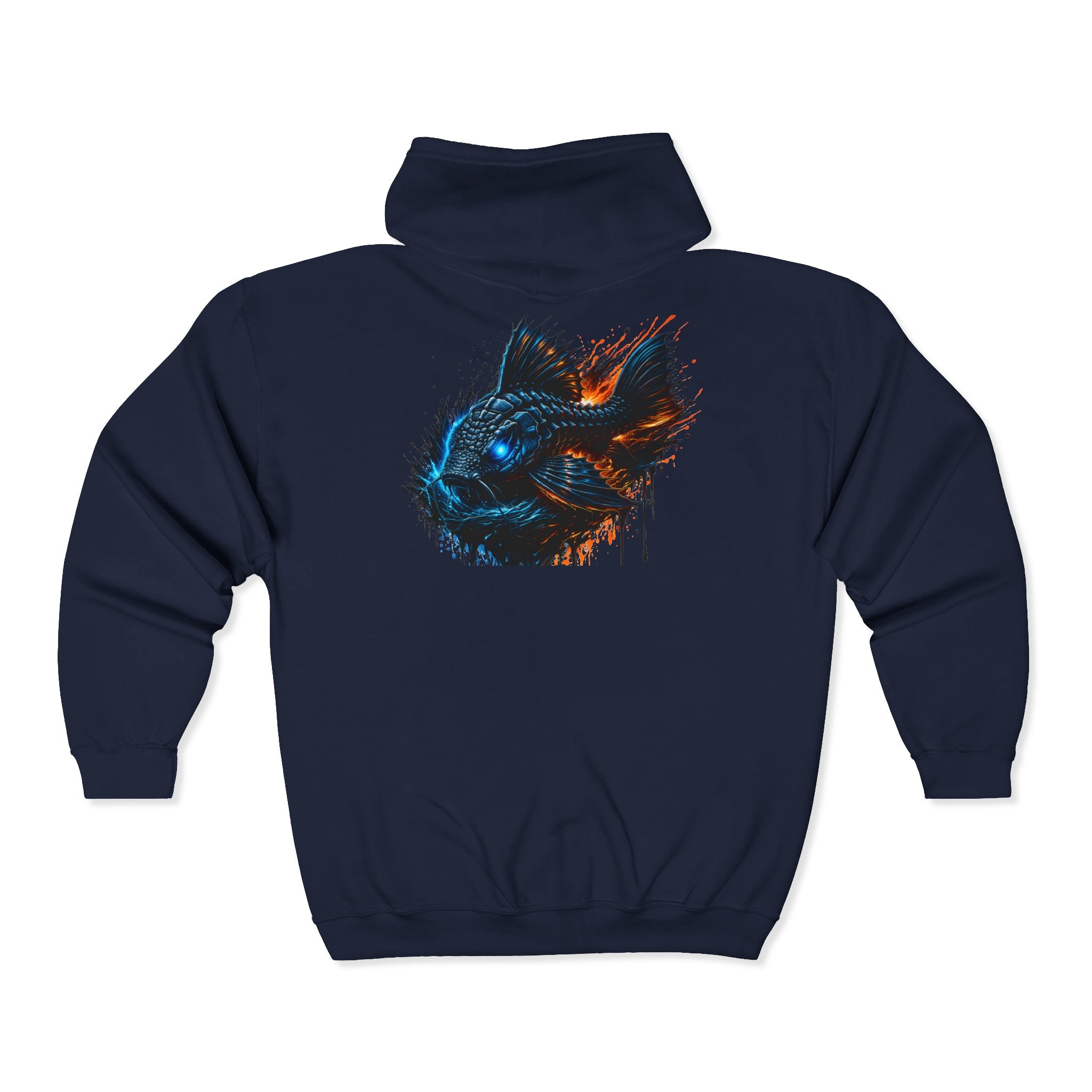 Armored Pleco – Premium Full-Zip "Deep Glow" Hoodie Art Back Print