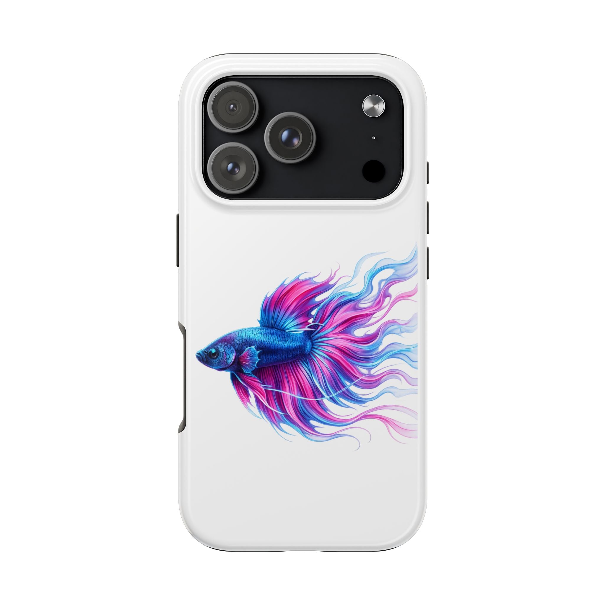Betta Fish Tough Phone Case — Colorful Blue & Pink Aquarium Art
