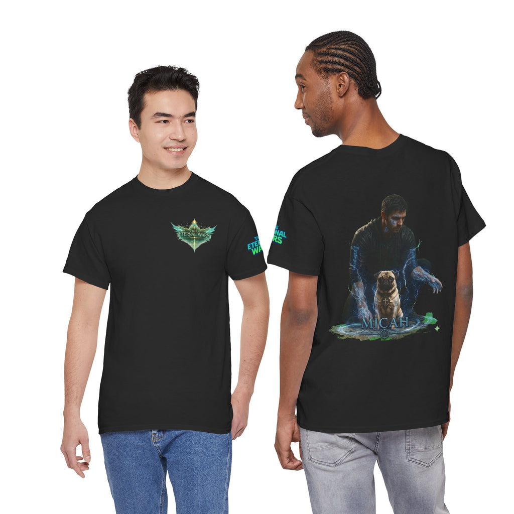T-Shirt — Nature Warrior Graphic Tee with Man and Dog Illustration