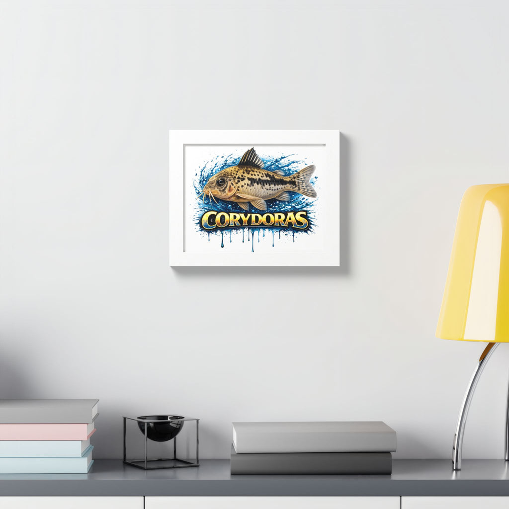 Corydoras Fish Framed Poster — Colorful Aquarium Art Print