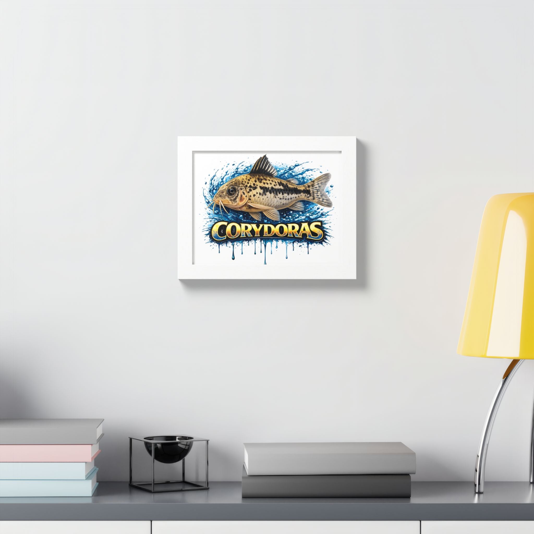 Corydoras Fish Framed Poster — Colorful Aquarium Art Print