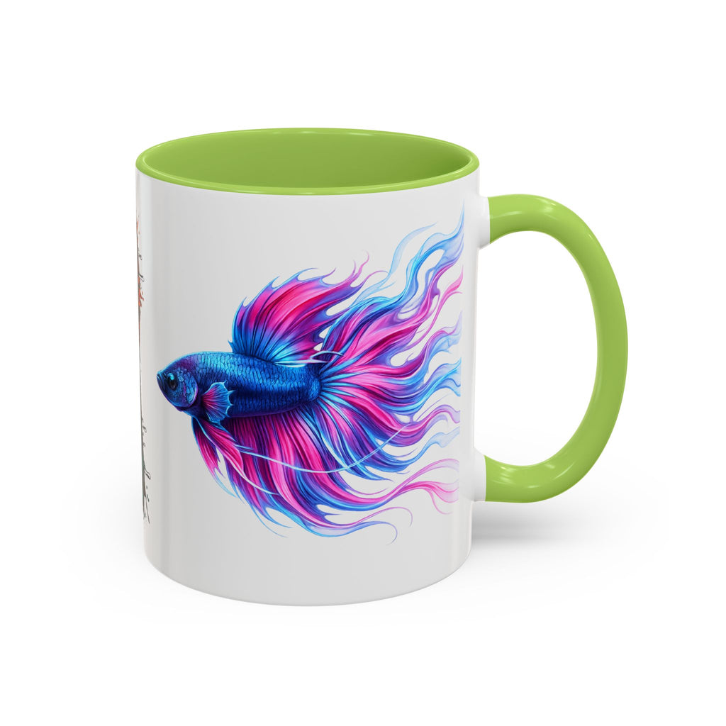 Betta Fish Accent Coffee Mug — Vibrant Neon Betta Design (11/15 oz)