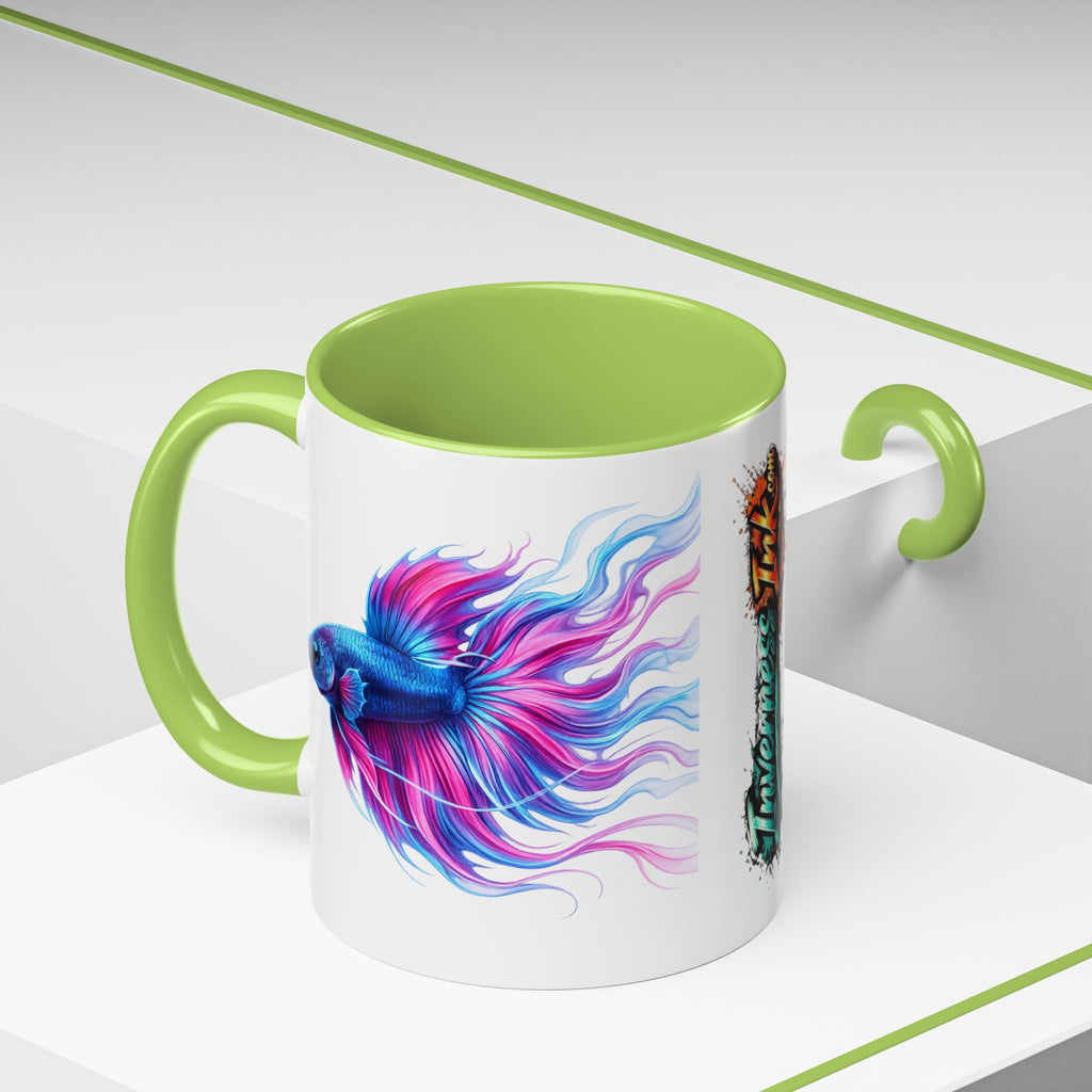 Betta Fish Accent Coffee Mug — Vibrant Neon Betta Design (11/15 oz)