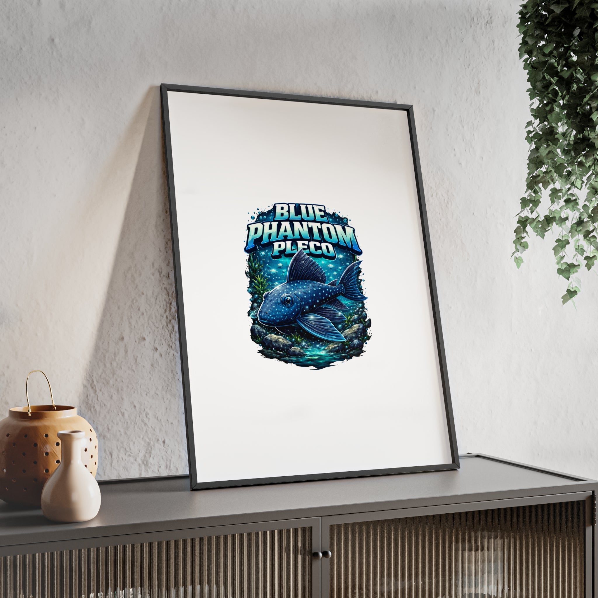 Blue Phantom Pleco Poster — Framed Aquarium Fish Wall Art