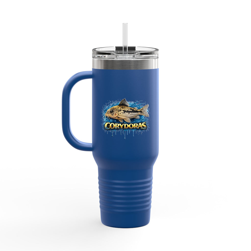 Corydoras Fish 40oz Insulated Travel Mug — Fishing Aquarium Lover Tumbler