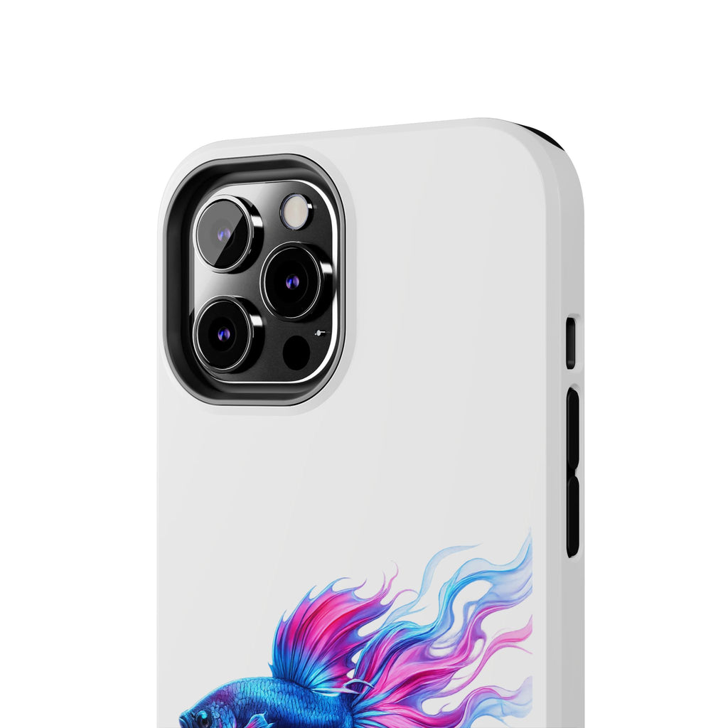 Betta Fish Tough Phone Case — Colorful Blue & Pink Aquarium Art
