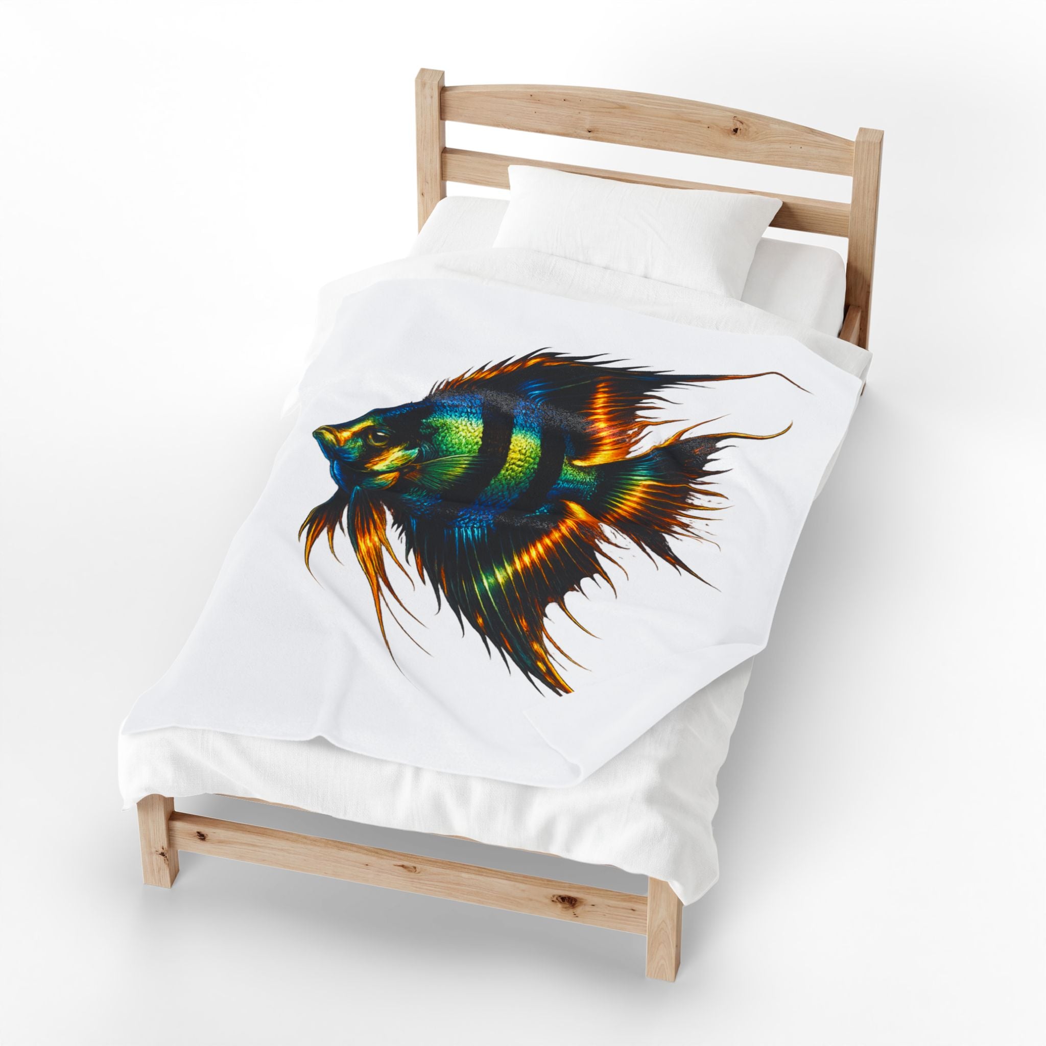 Angelfish Art Velveteen Plush Blanket — Tropical Aquarium Fish Throw