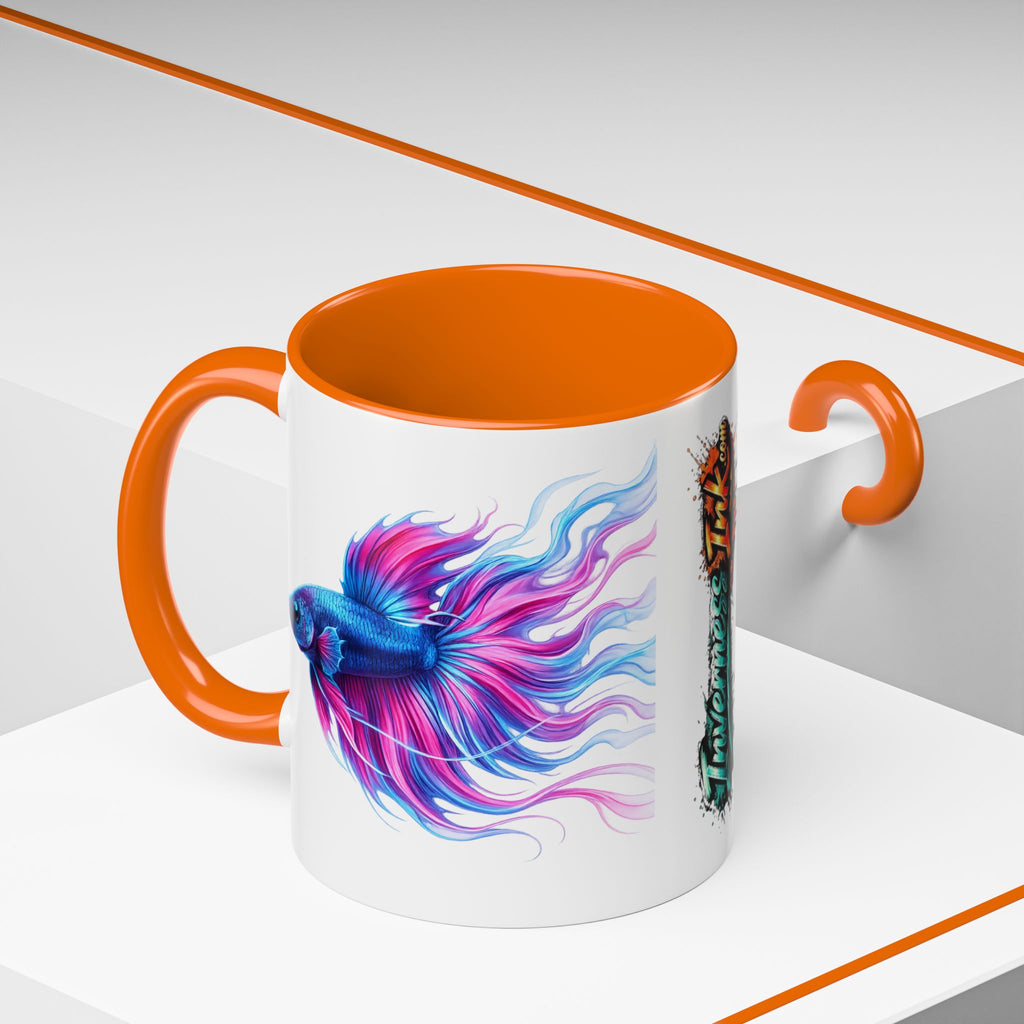 Betta Fish Accent Coffee Mug — Vibrant Neon Betta Design (11/15 oz)
