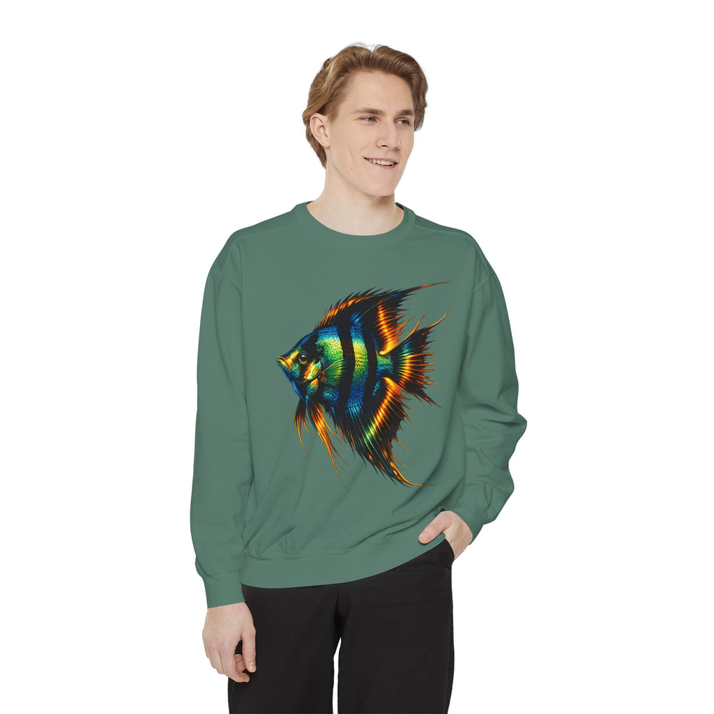 Angelfish Art Sweatshirt — Colorful Aquarium Fish Graphic Sweatshirt