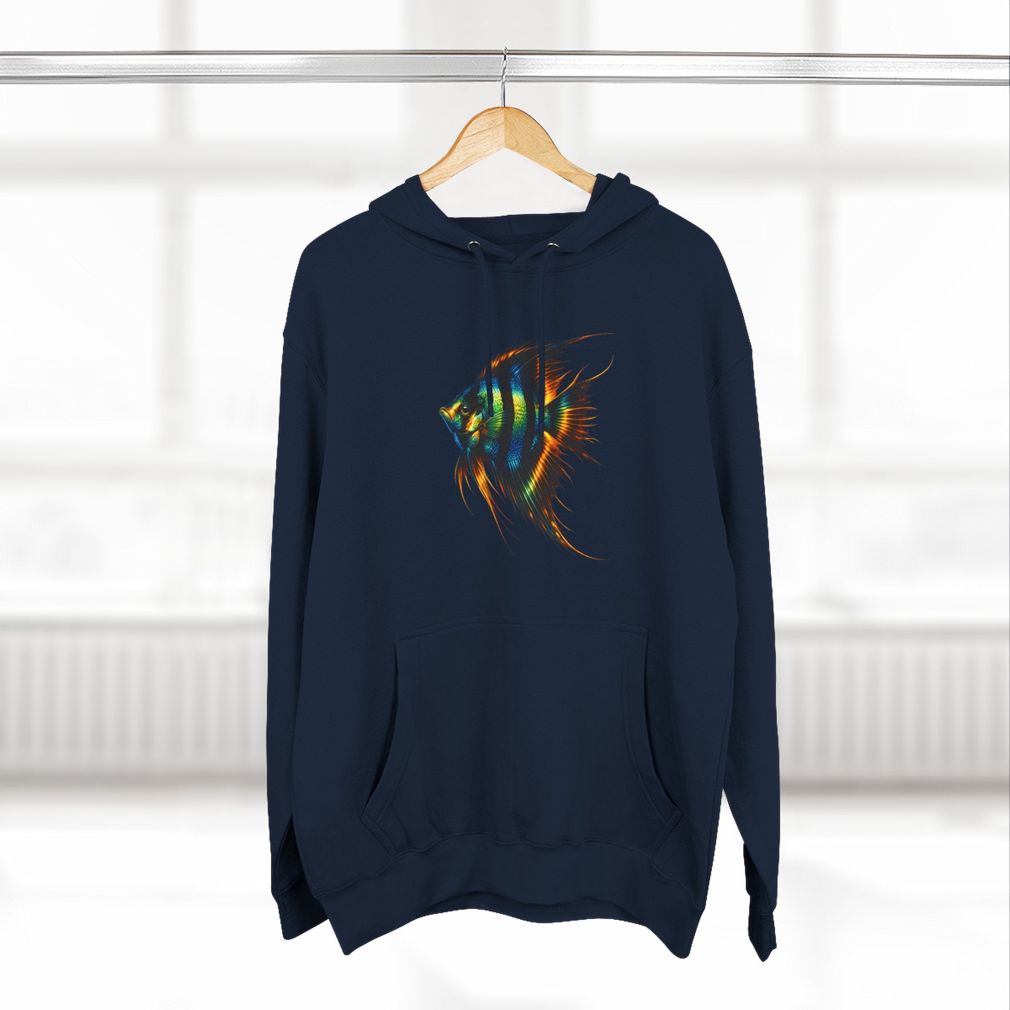 Angelfish Watercolor Hoodie – Colorful Aquarium Fish Graphic Fleece Pullover