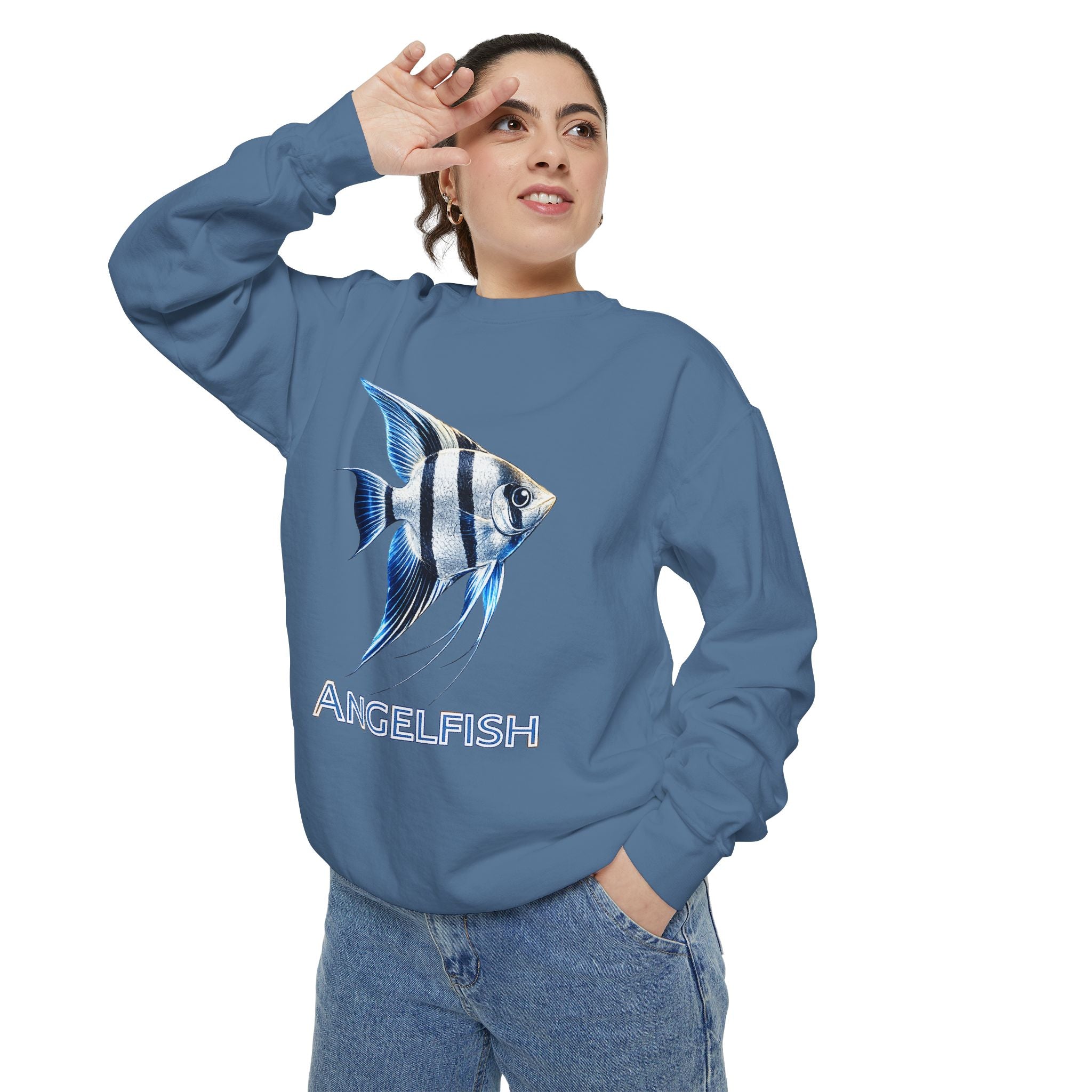 Angelfish Graphic Sweatshirt — Blue Tropical Fish Crewneck