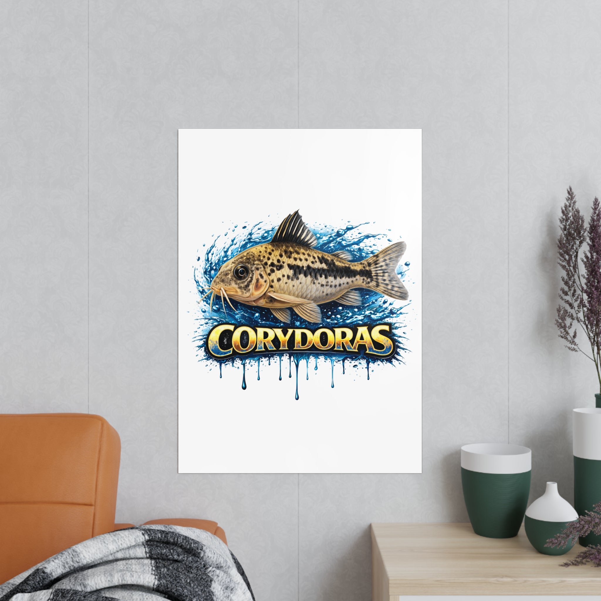 Peppered Cory Photopaper Poster — Colorful Aquarium Catfish Art Print