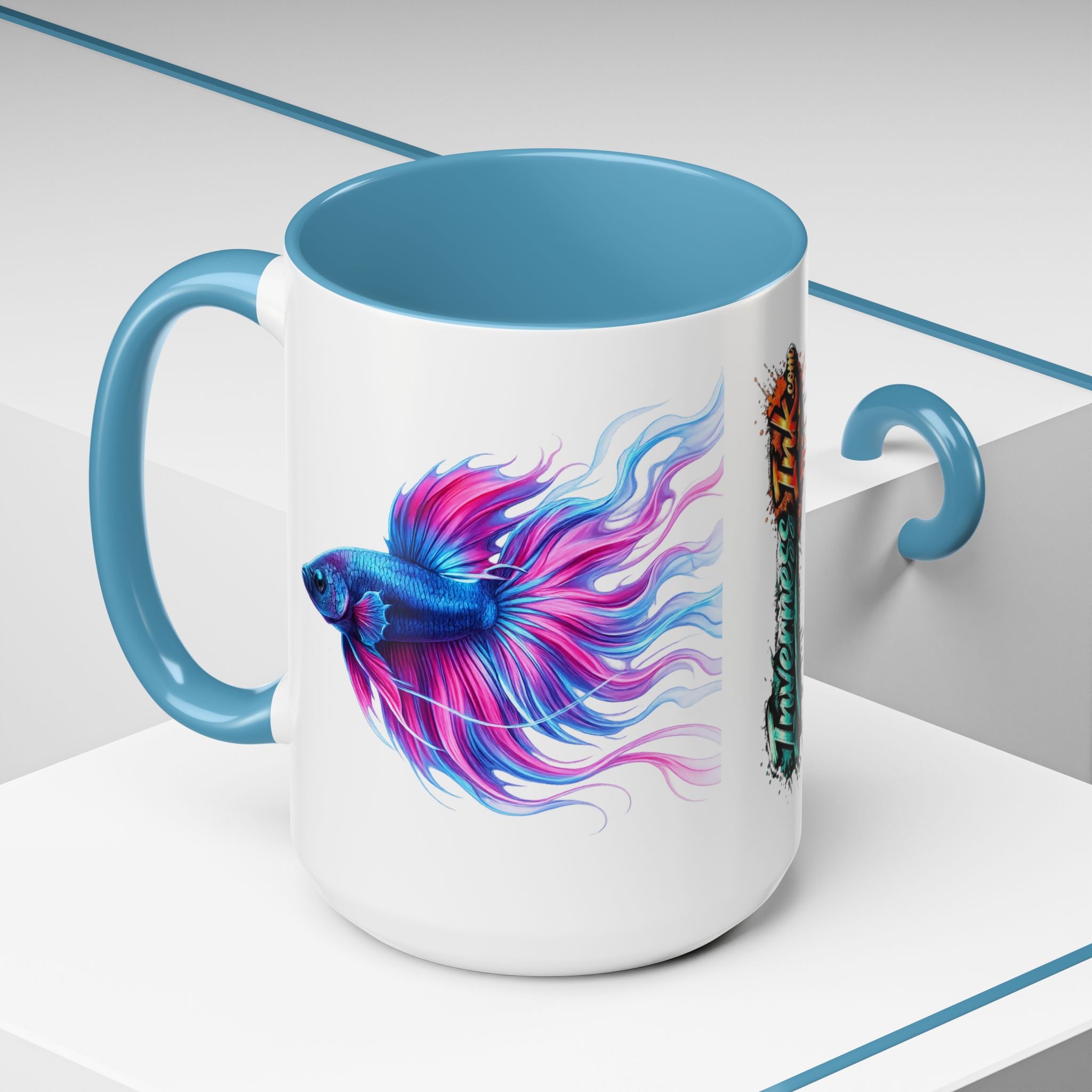 Betta Fish Accent Coffee Mug — Vibrant Neon Betta Design (11/15 oz)