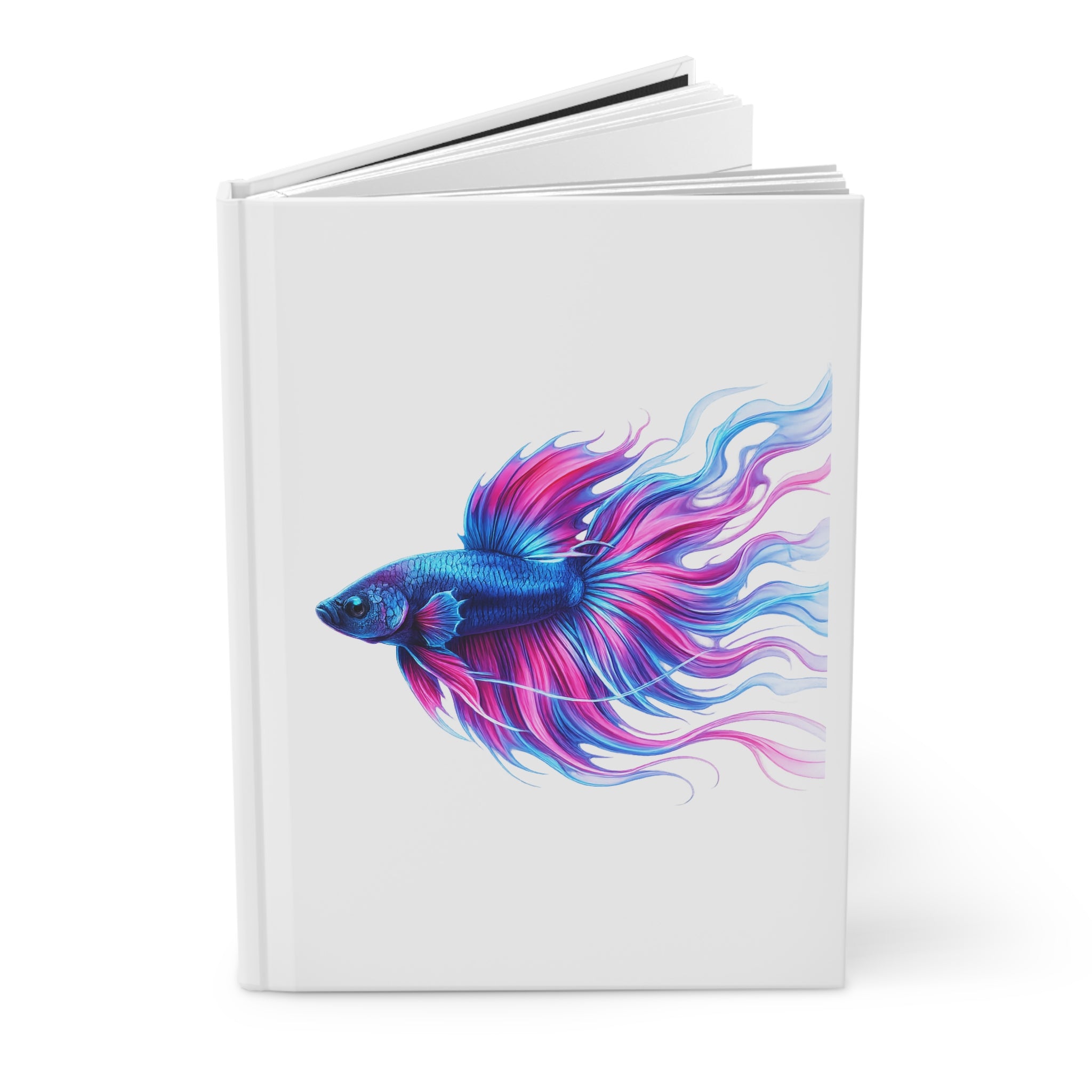 Betta Fish Art Hardcover Journal — Colorful Blue & Pink Betta Notebook