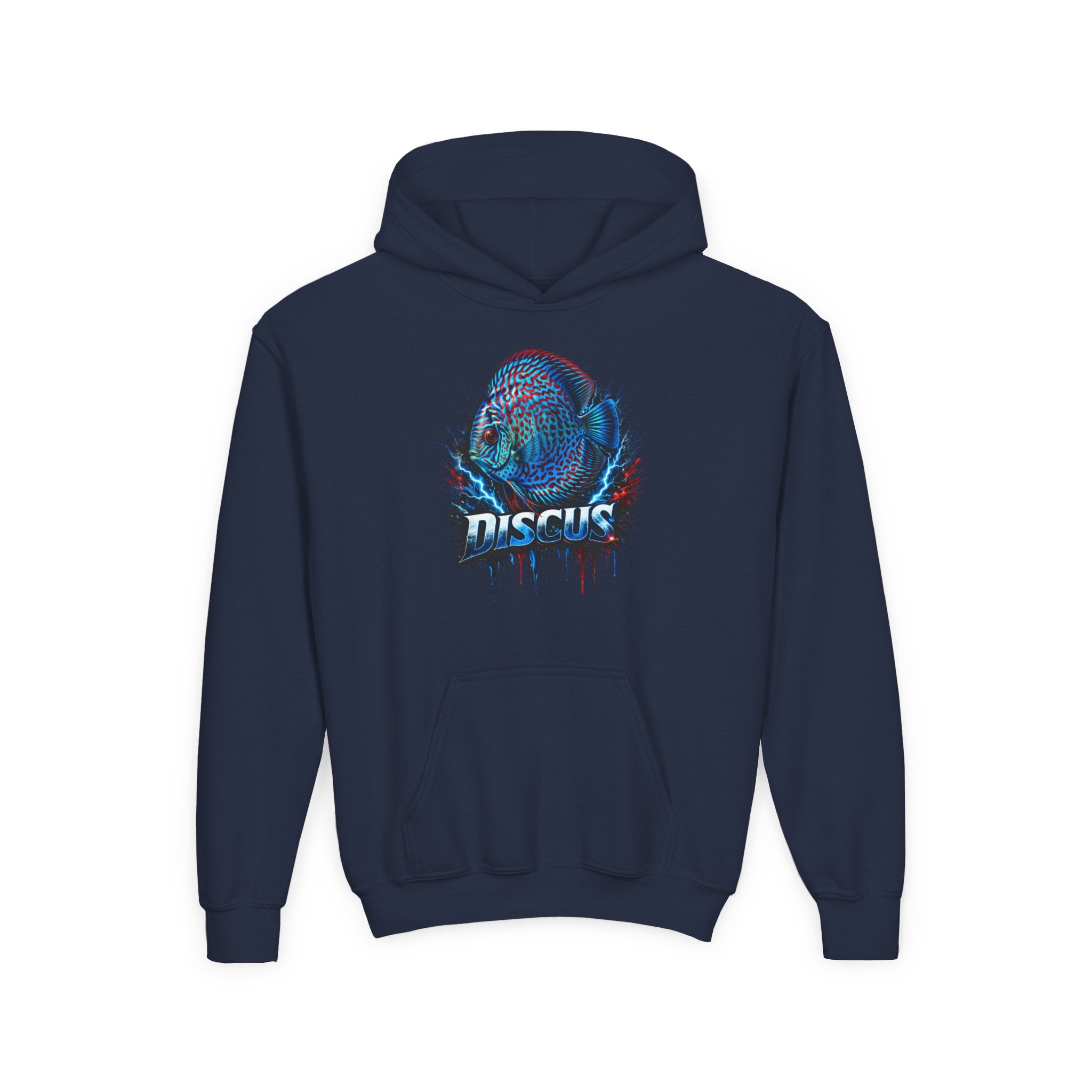 Youth Hoodie — Colorful Discus Fish Graphic Pullover