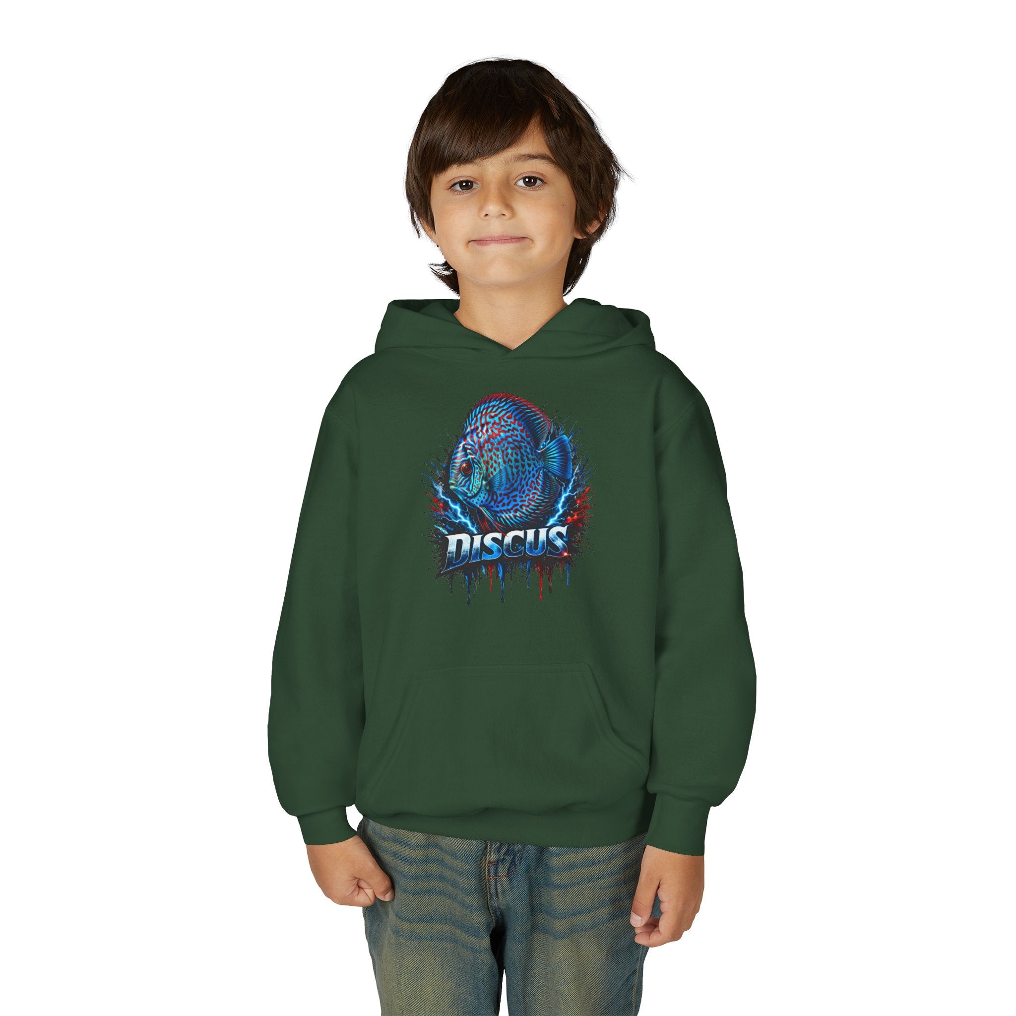 Youth Hoodie — Colorful Discus Fish Graphic Pullover