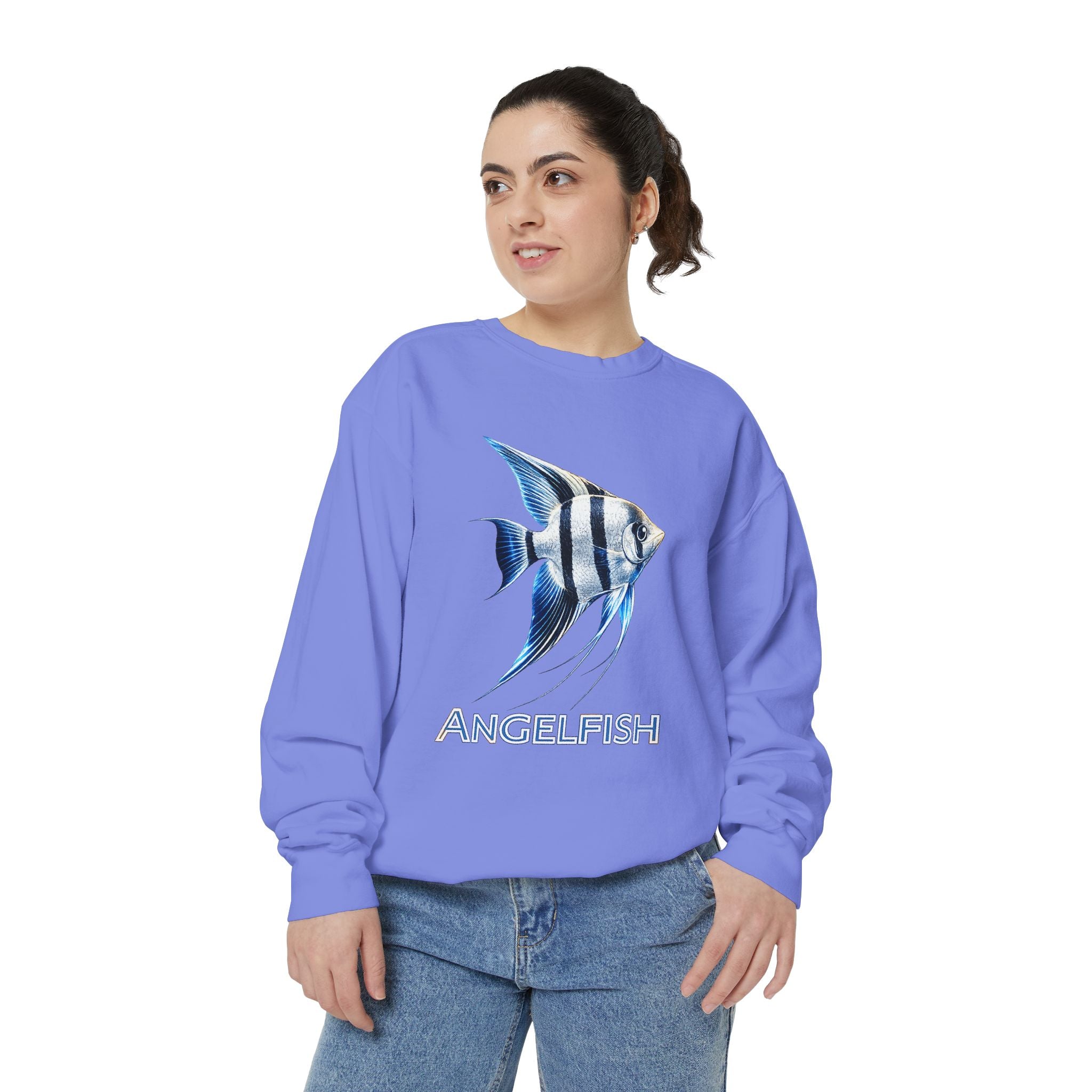Angelfish Graphic Sweatshirt — Blue Tropical Fish Crewneck