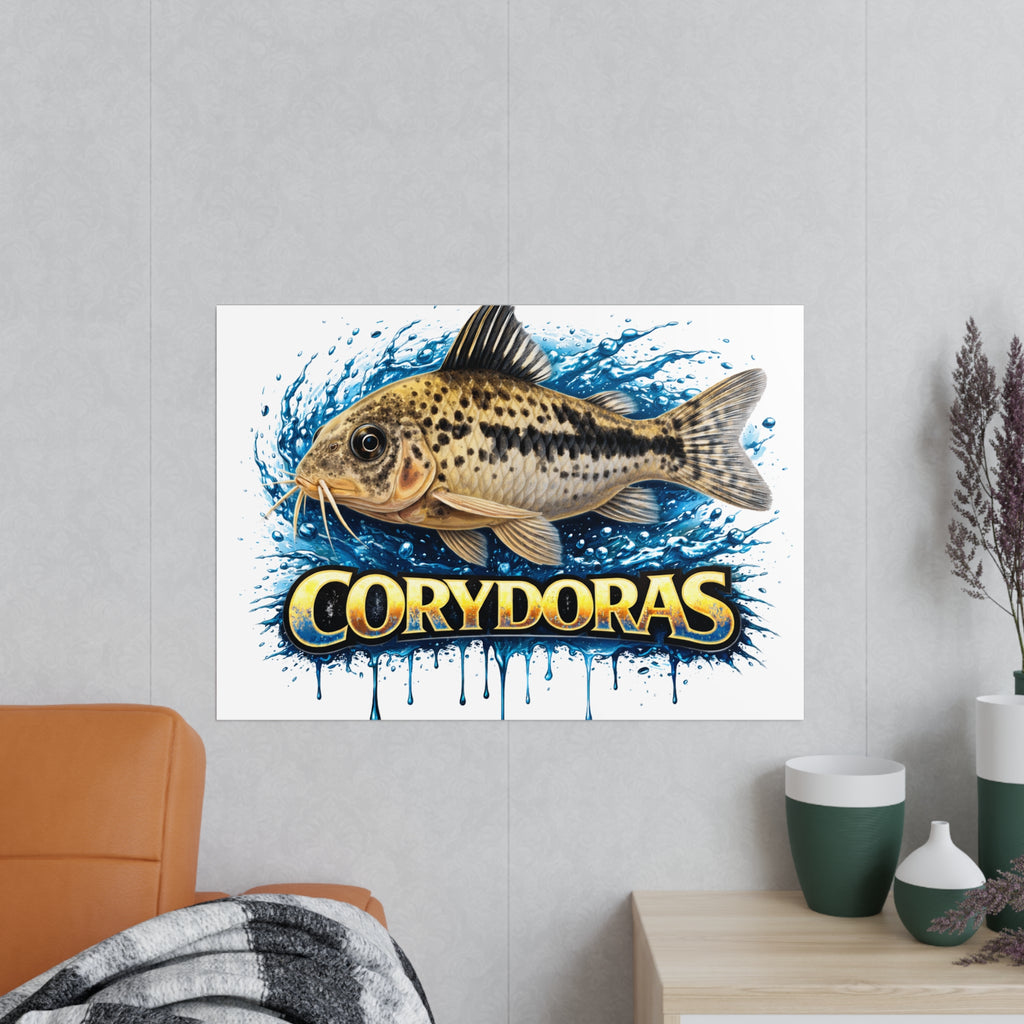 Peppered Cory Photopaper Poster — Colorful Aquarium Catfish Art Print
