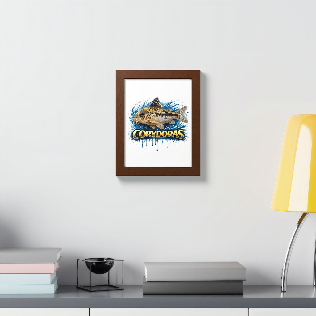 Corydoras Fish Framed Poster — Colorful Aquarium Art Print