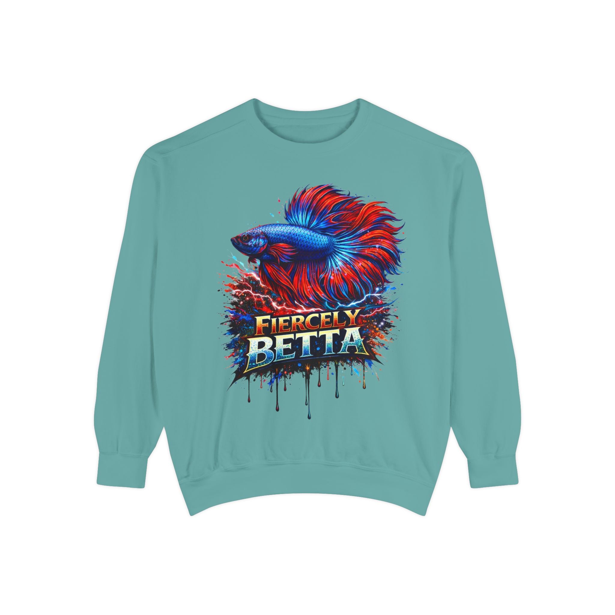 Betta Fish Sweatshirt — "Fiercely Betta" Colorful Aquarium Crewneck