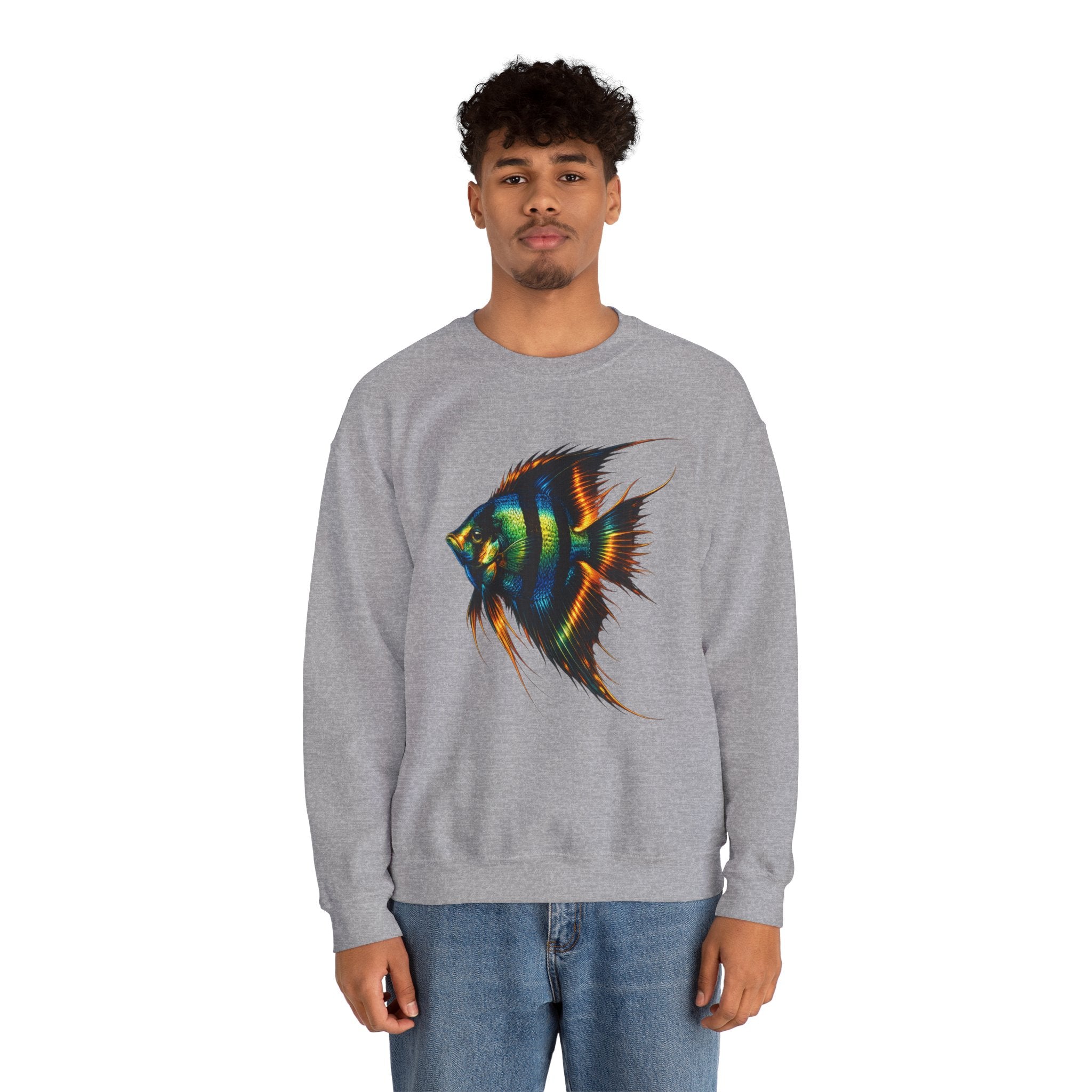 Angelfish Graphic Sweatshirt — Colorful Tropical Fish Crewneck