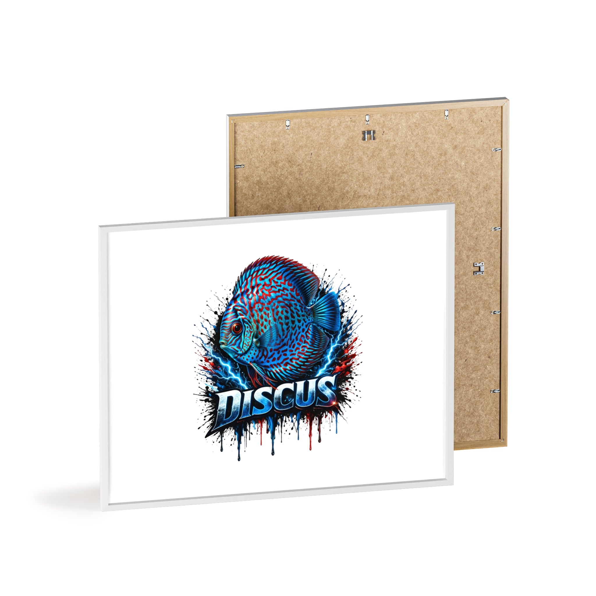 Discus Fish Poster with Wooden Frame — Colorful Aquarium Art Print