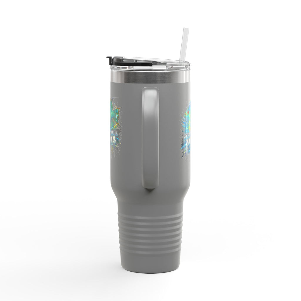 40oz Insulated Travel Mug - 'Electric Blue Acara' Fish Graphic, Leak-Resistant Tumbler for Aquarium Enthusiasts