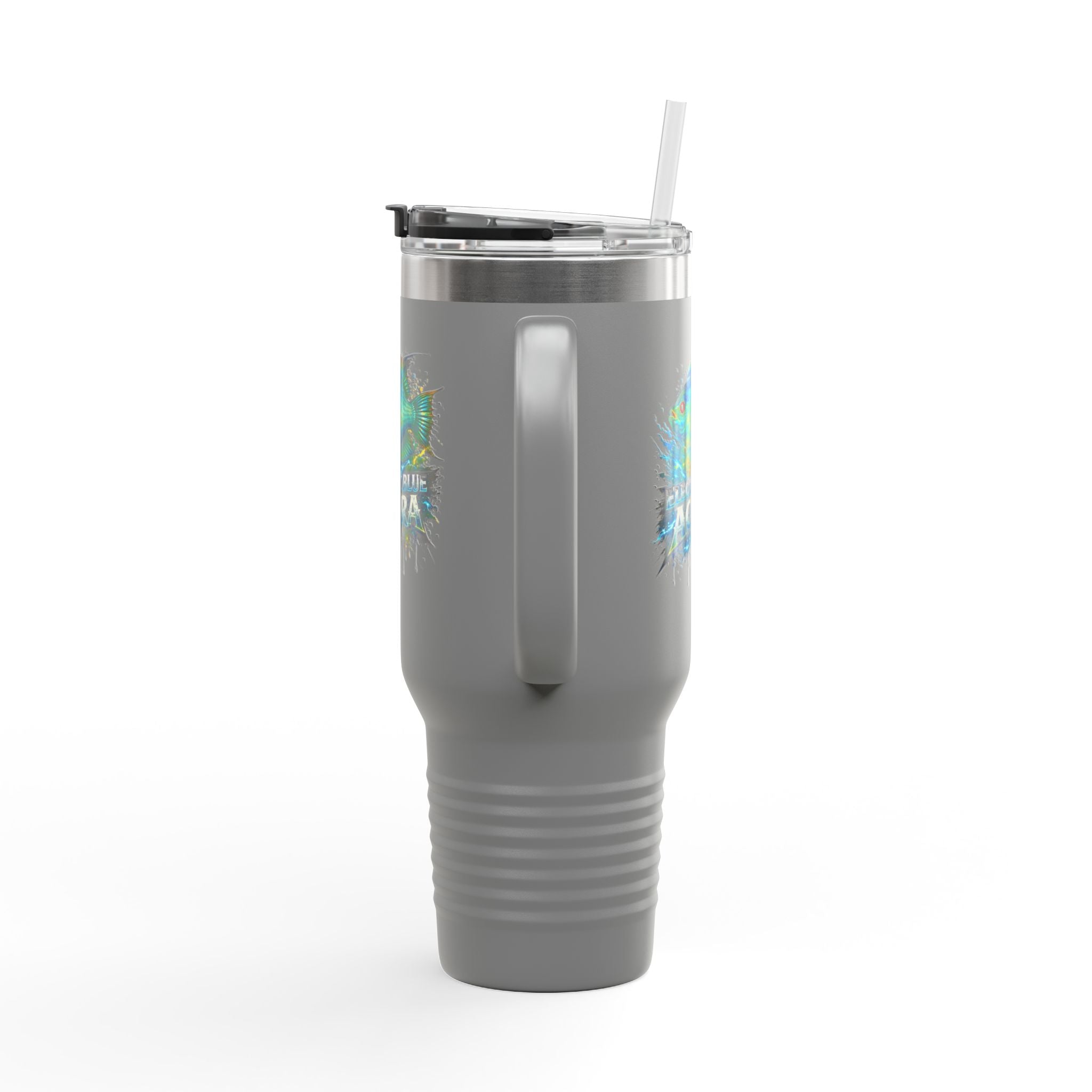 40oz Insulated Travel Mug - 'Electric Blue Acara' Fish Graphic, Leak-Resistant Tumbler for Aquarium Enthusiasts
