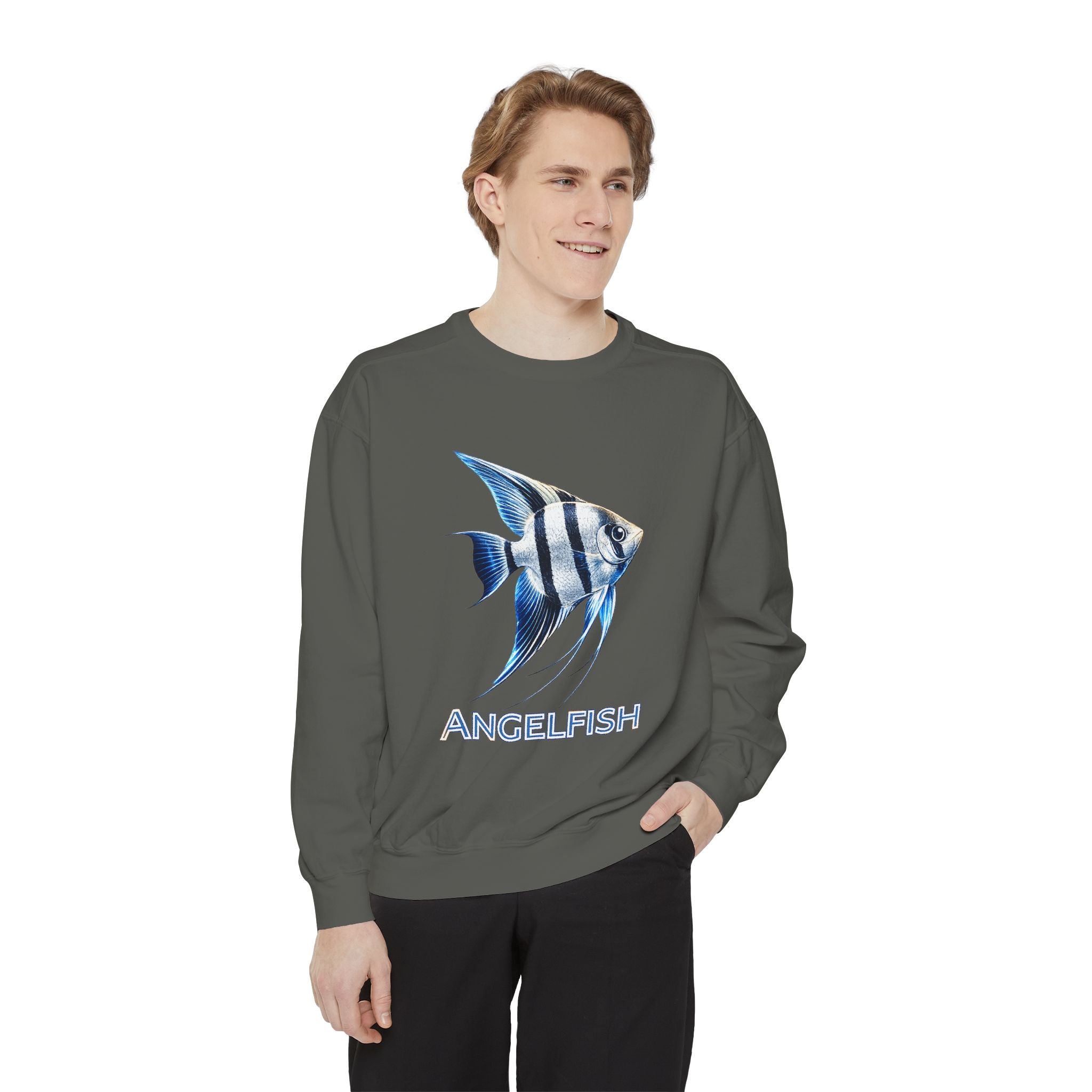 Angelfish Graphic Sweatshirt — Blue Tropical Fish Crewneck