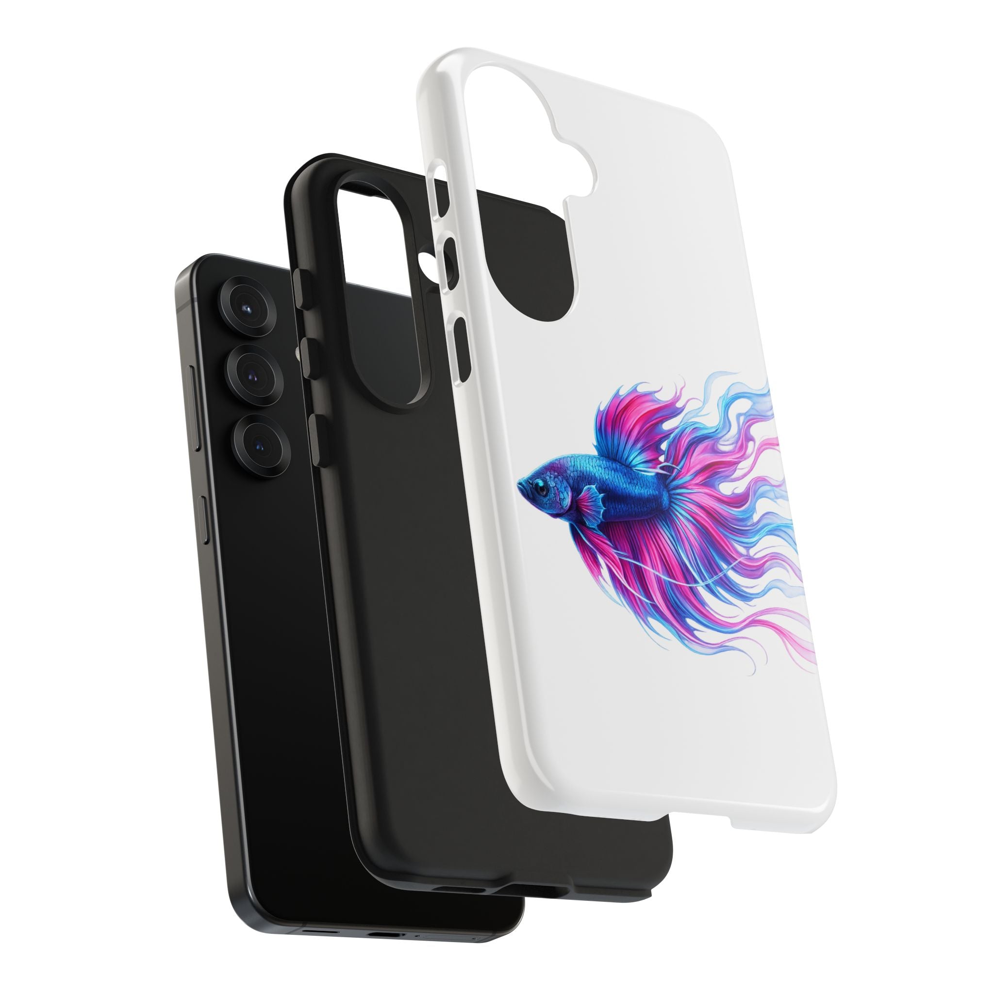 Betta Fish Tough Phone Case — Colorful Blue & Pink Aquarium Art